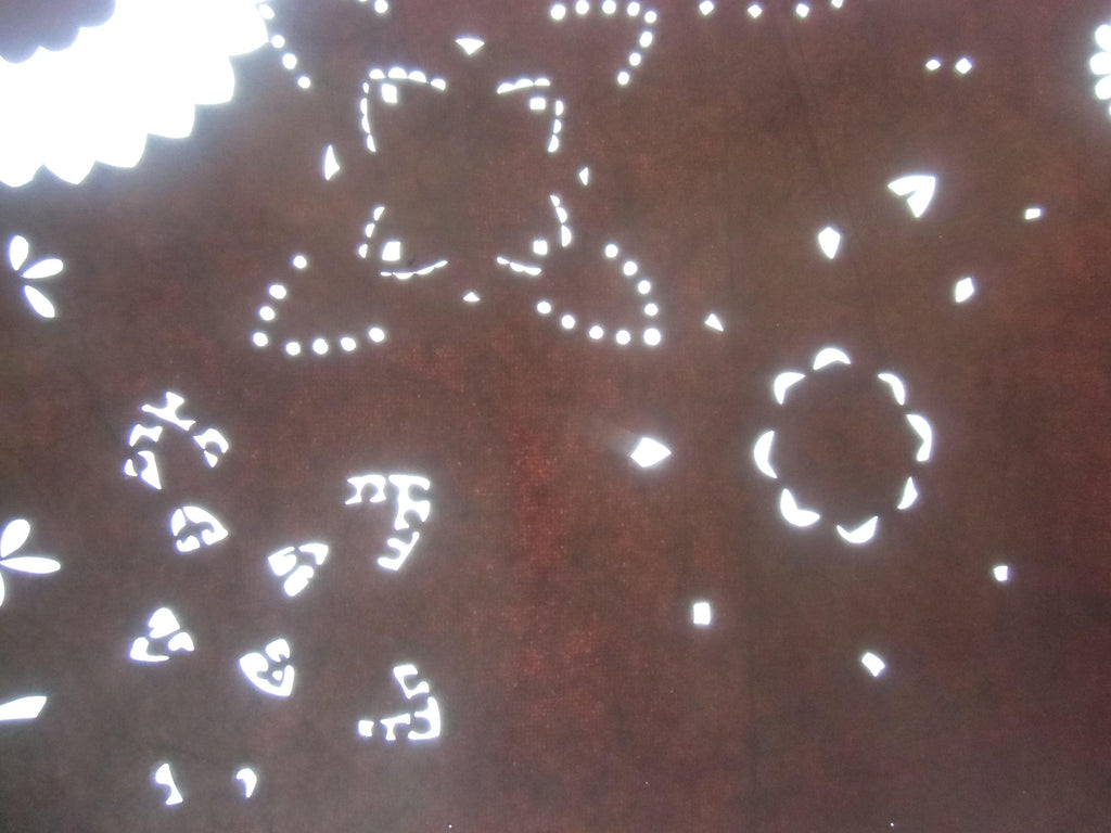 Antique Japanese Meiji Era Katagami Kimono Stencili Flower Brown Katazome C217