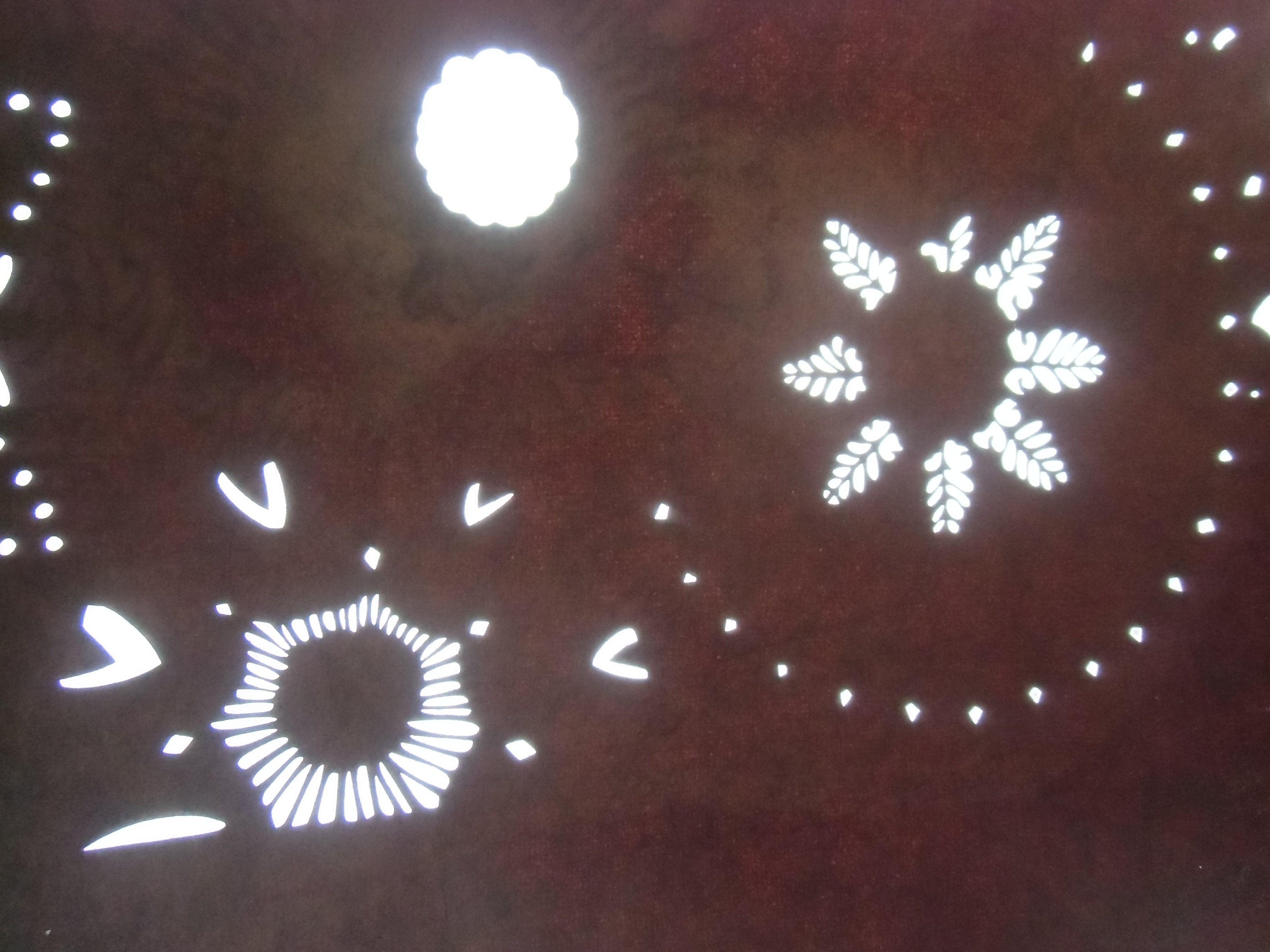 Antique Japanese Meiji Era Katagami Kimono Stencili Flower Brown Katazome C217