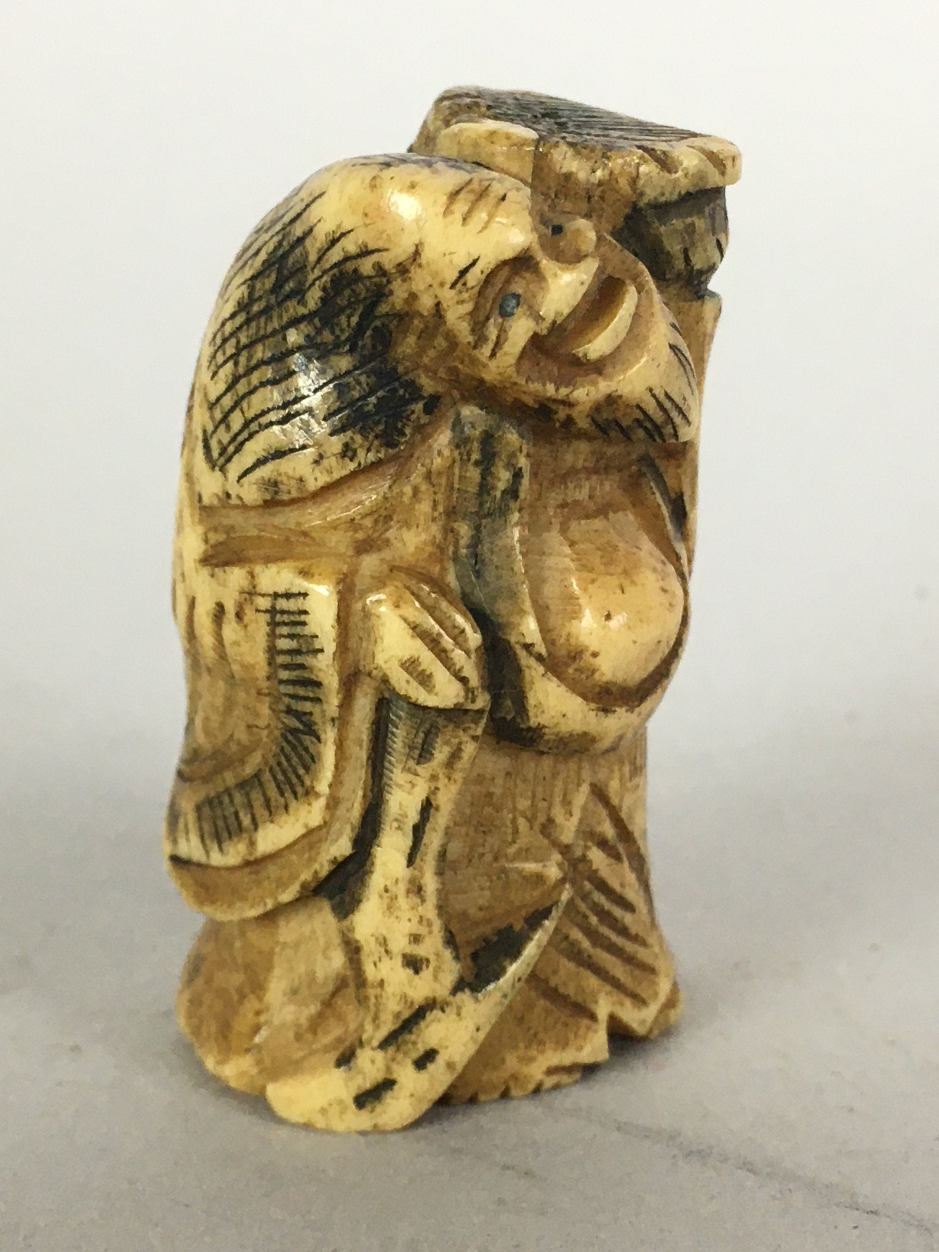 Antique Japanese Netsuke Hand Carved Devil Demon Meiji Era C1900 JK194