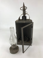 Antique Japanese Oil Lantern Iron Frame Glass Lamp Door Lighting Equipment LT61