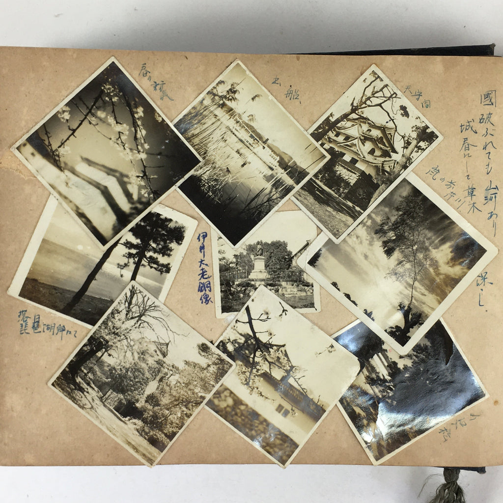 Antique Japanese Photo Album Vtg 97 pc C1930 Family Soldier Kimono Wedding AB117