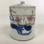 Antique Japanese Porcelain Lidded 3-tiered Bento Box Jubako Sakura Dish PP835