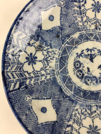 Antique Japanese Porcelain Plate Blue Sometsuke Japanese Flag Cherry Blossom PY1