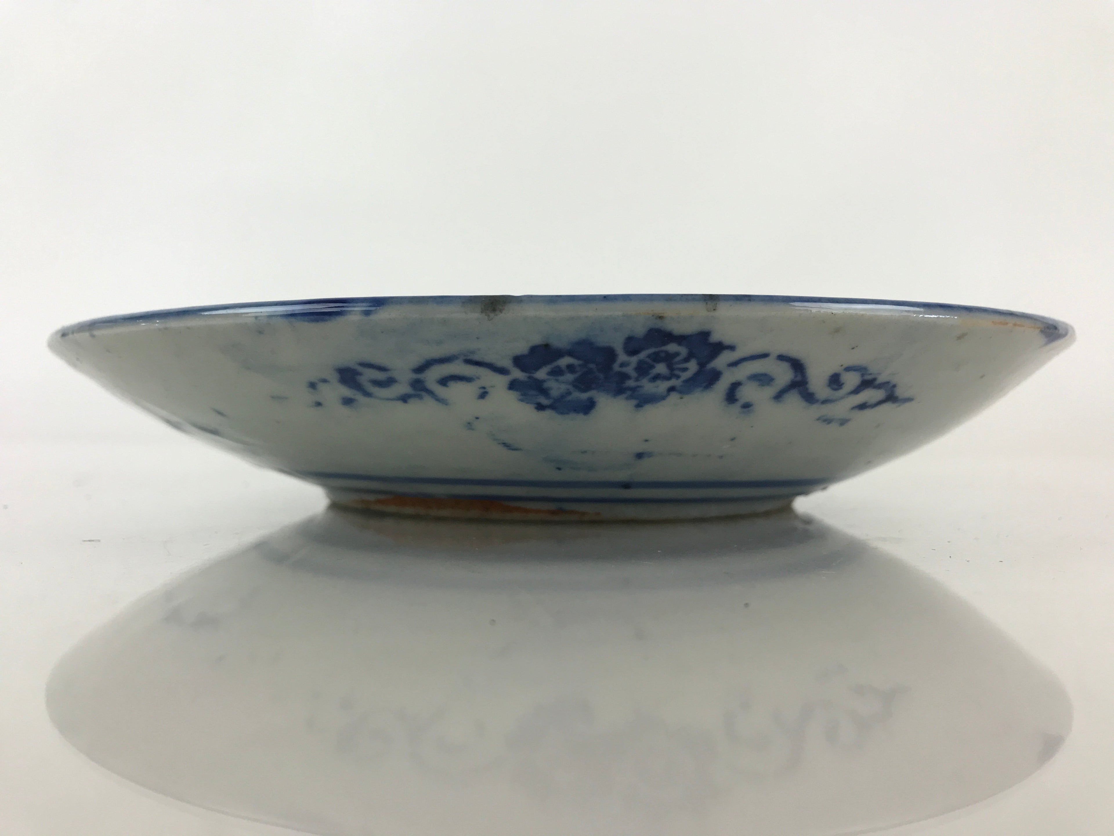 Antique Japanese Porcelain Plate Blue Sometsuke Japanese Flag Cherry Blossom PY1