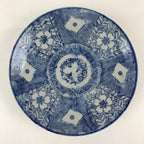 Antique Japanese Porcelain Plate Blue Sometsuke Japanese Flag Cherry Blossom PY1