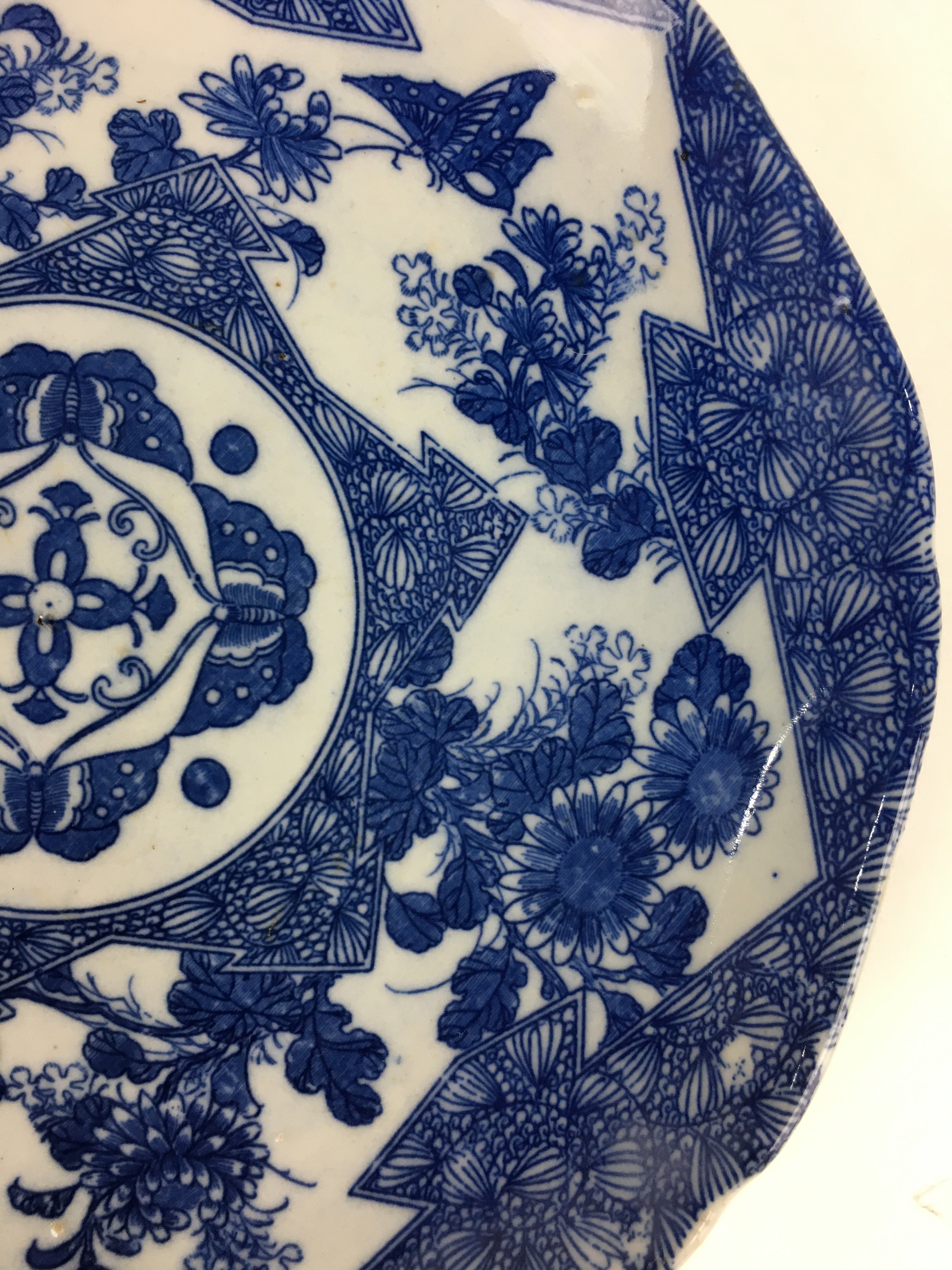 Antique Japanese Porcelain Plate Pottery Sometsuke Blue Sara White PP951