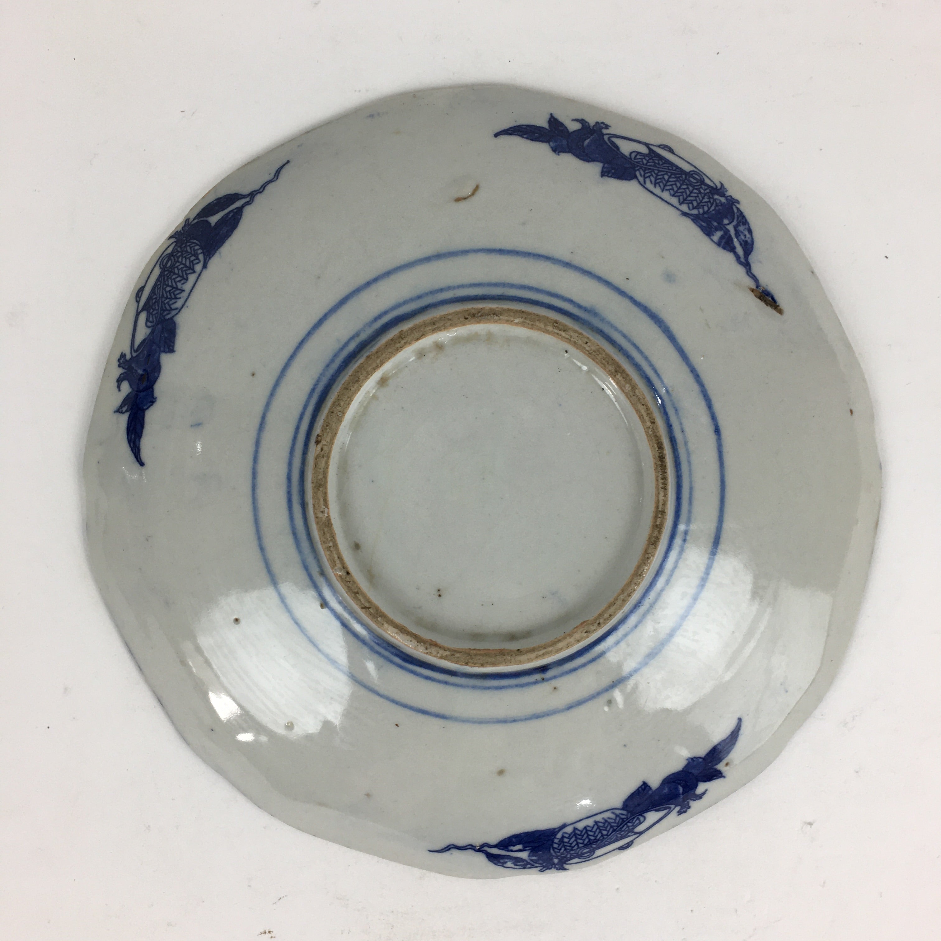 Antique Japanese Porcelain Plate Pottery Sometsuke Blue Sara White PP951