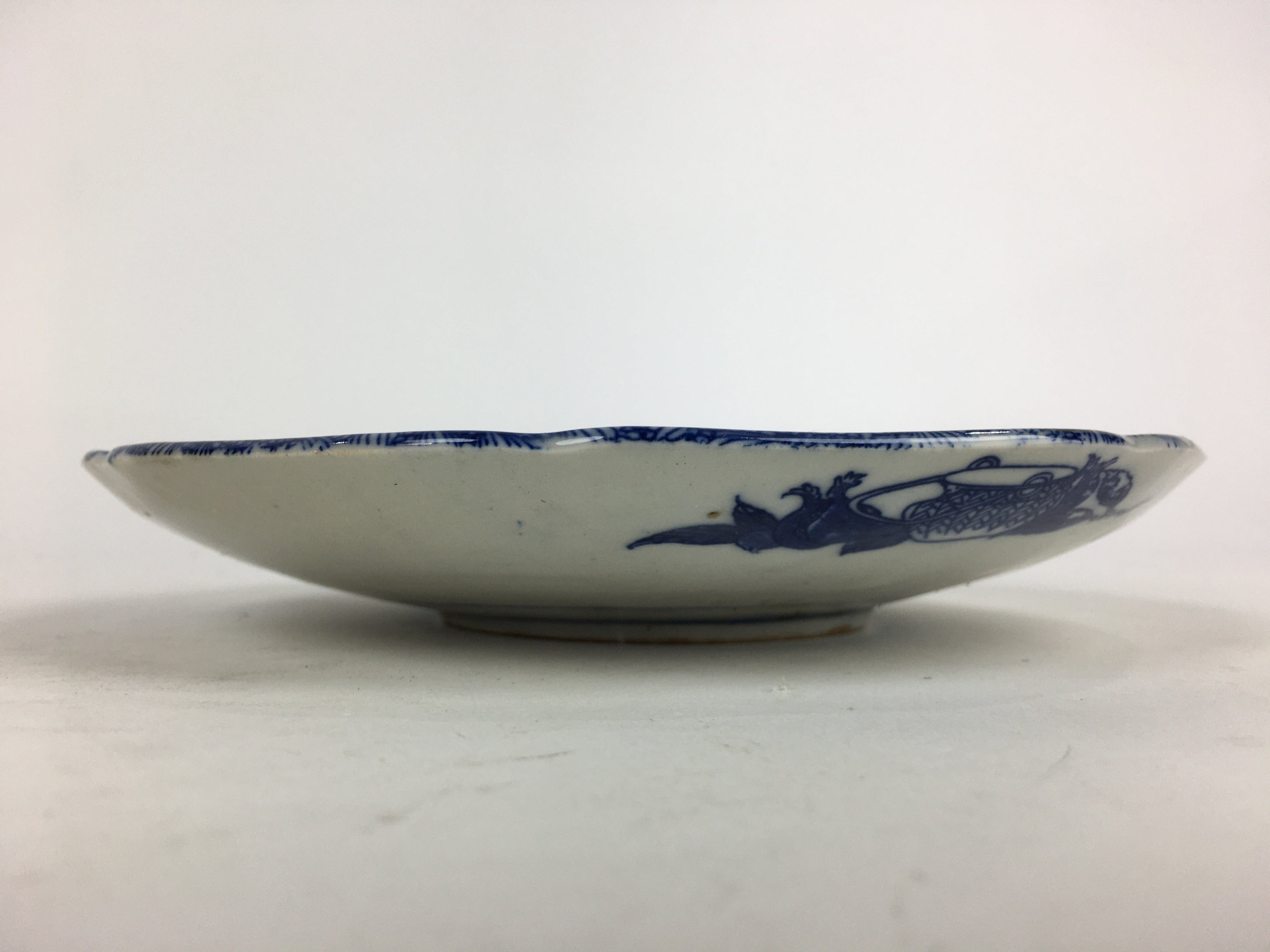 Antique Japanese Porcelain Plate Pottery Sometsuke Blue Sara White PP951