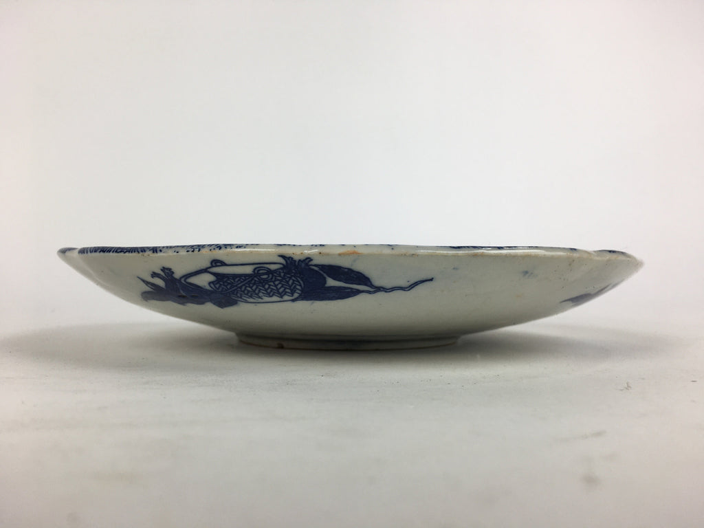Antique Japanese Porcelain Plate Pottery Sometsuke Blue Sara White PP951