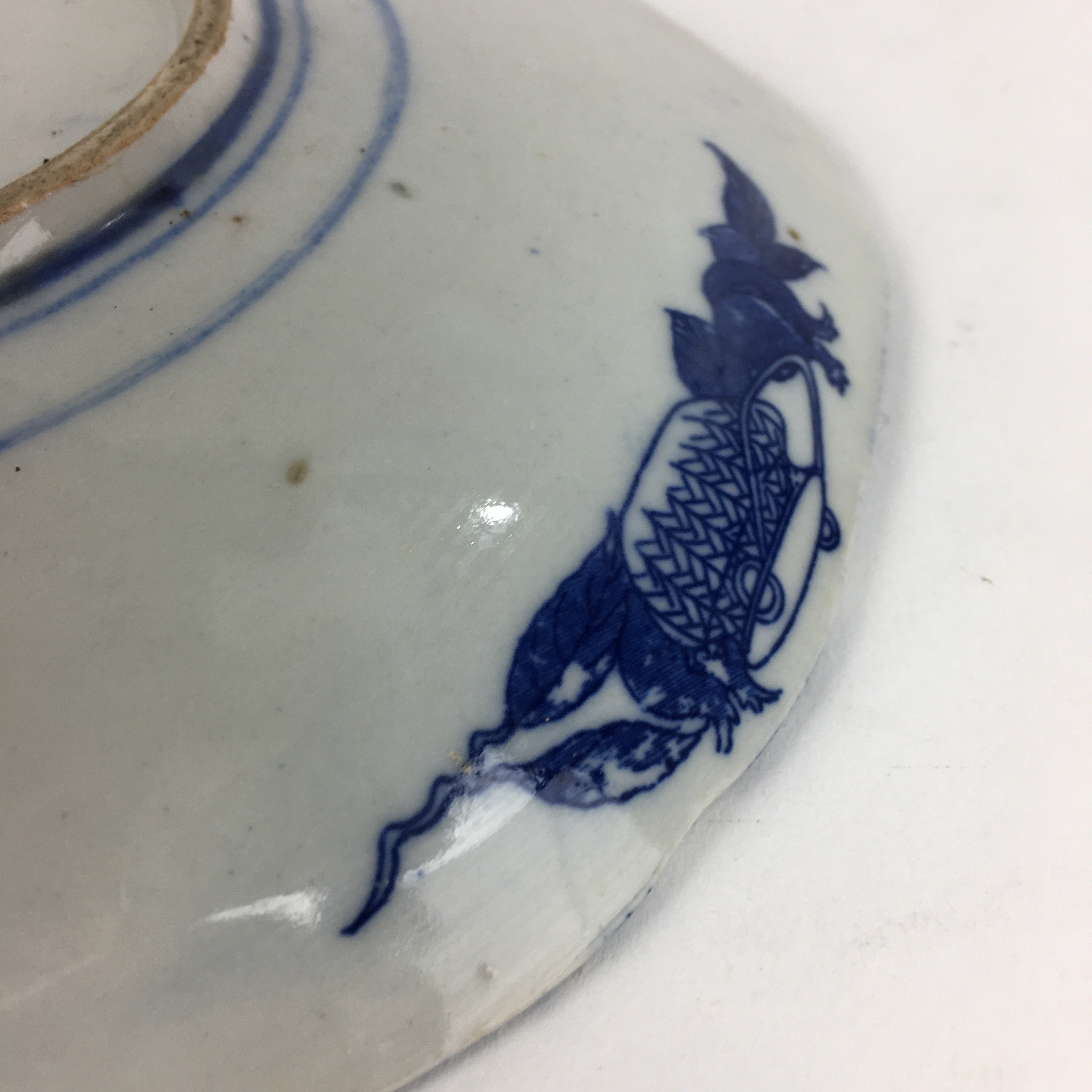 Antique Japanese Porcelain Plate Pottery Sometsuke Blue Sara White PP951