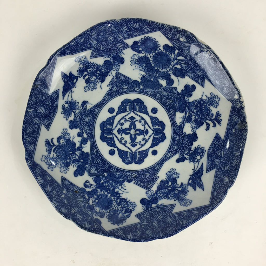 Antique Japanese Porcelain Plate Pottery Sometsuke Blue Sara White PP951