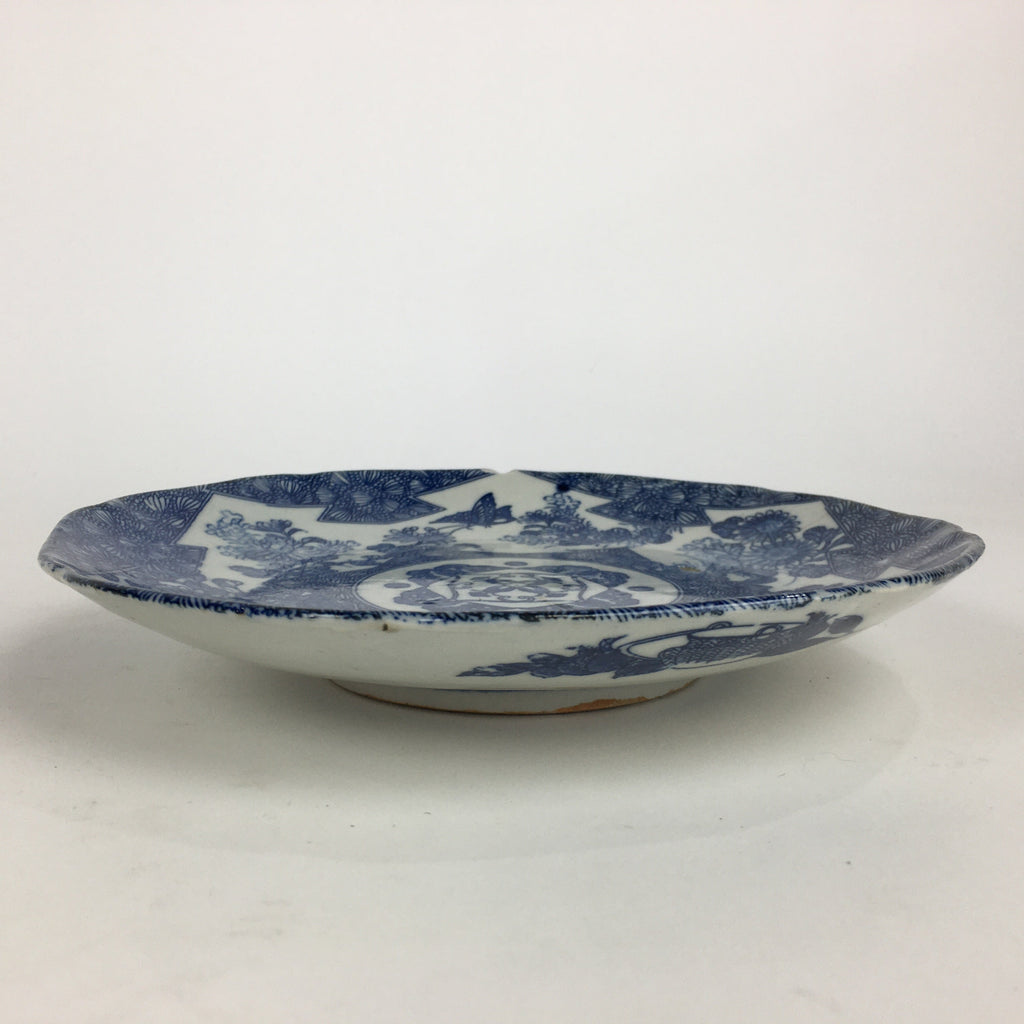 Antique Japanese Porcelain Plate Pottery Sometsuke Blue Sara White PP952