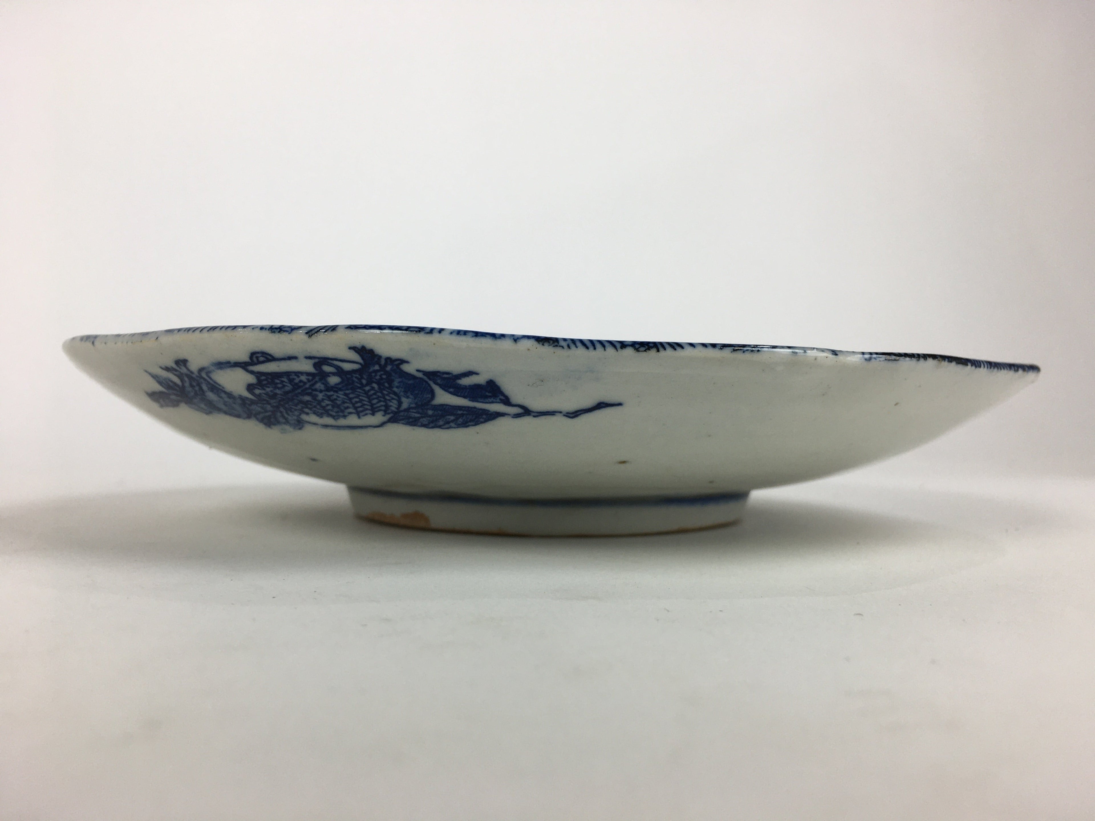 Antique Japanese Porcelain Plate Pottery Sometsuke Blue Sara White PP952