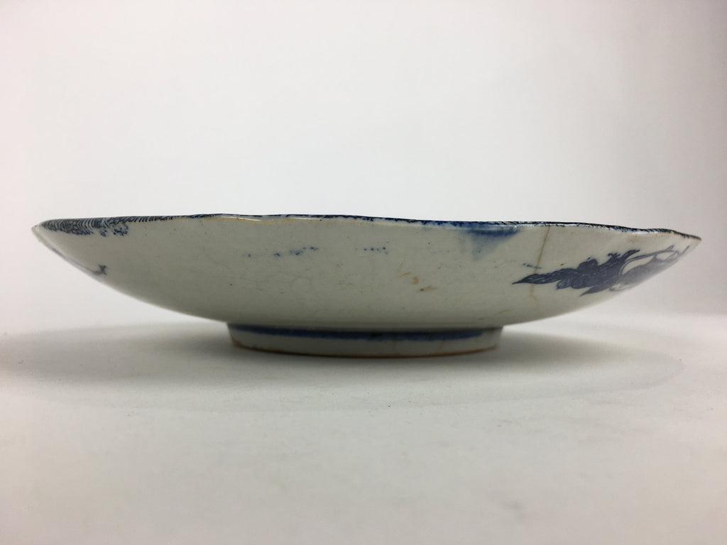 Antique Japanese Porcelain Plate Pottery Sometsuke Blue Sara White PP952