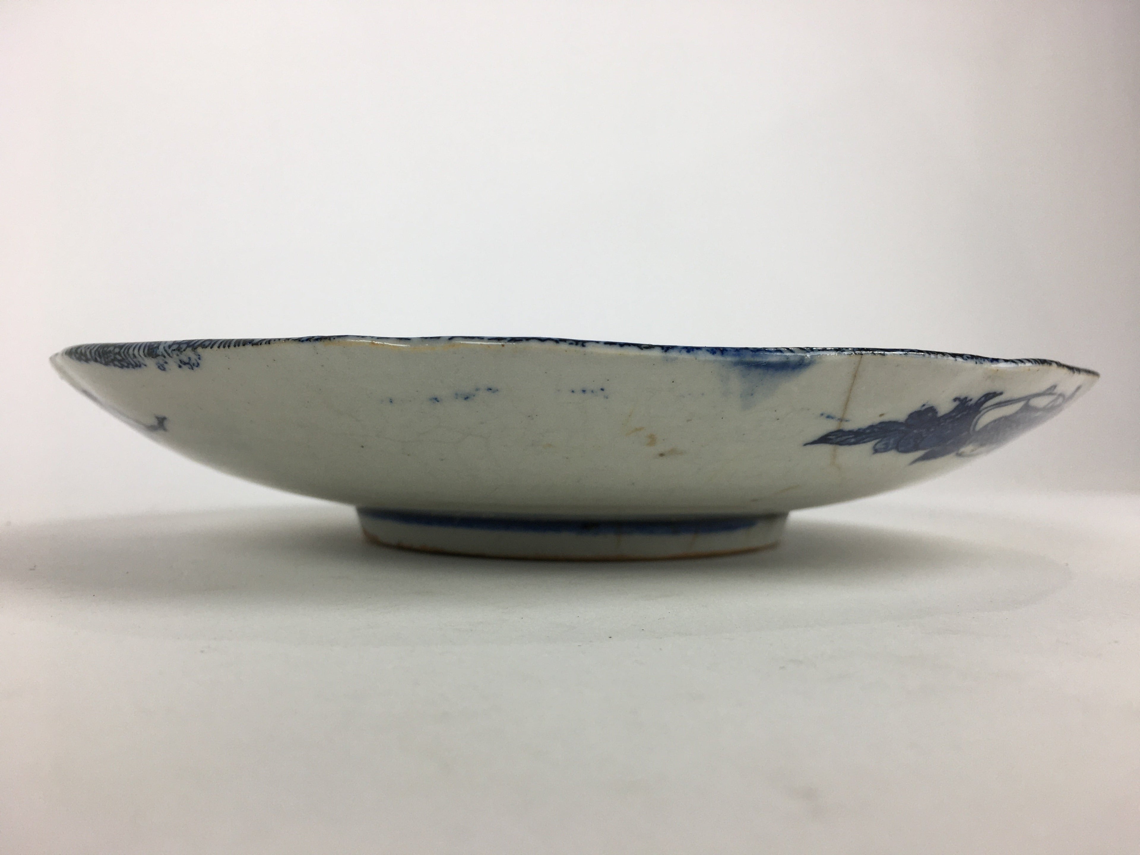 Antique Japanese Porcelain Plate Pottery Sometsuke Blue Sara White PP952