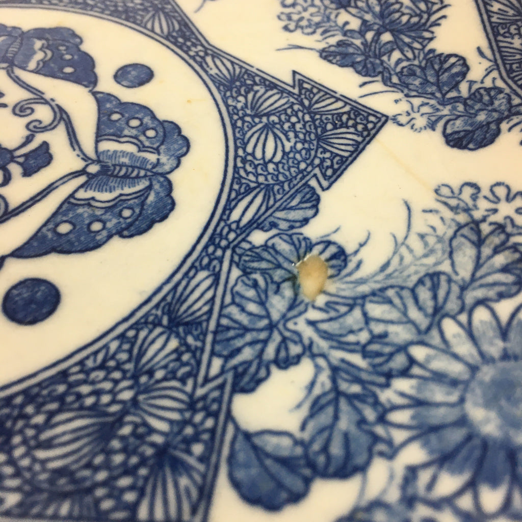 Antique Japanese Porcelain Plate Pottery Sometsuke Blue Sara White PP952
