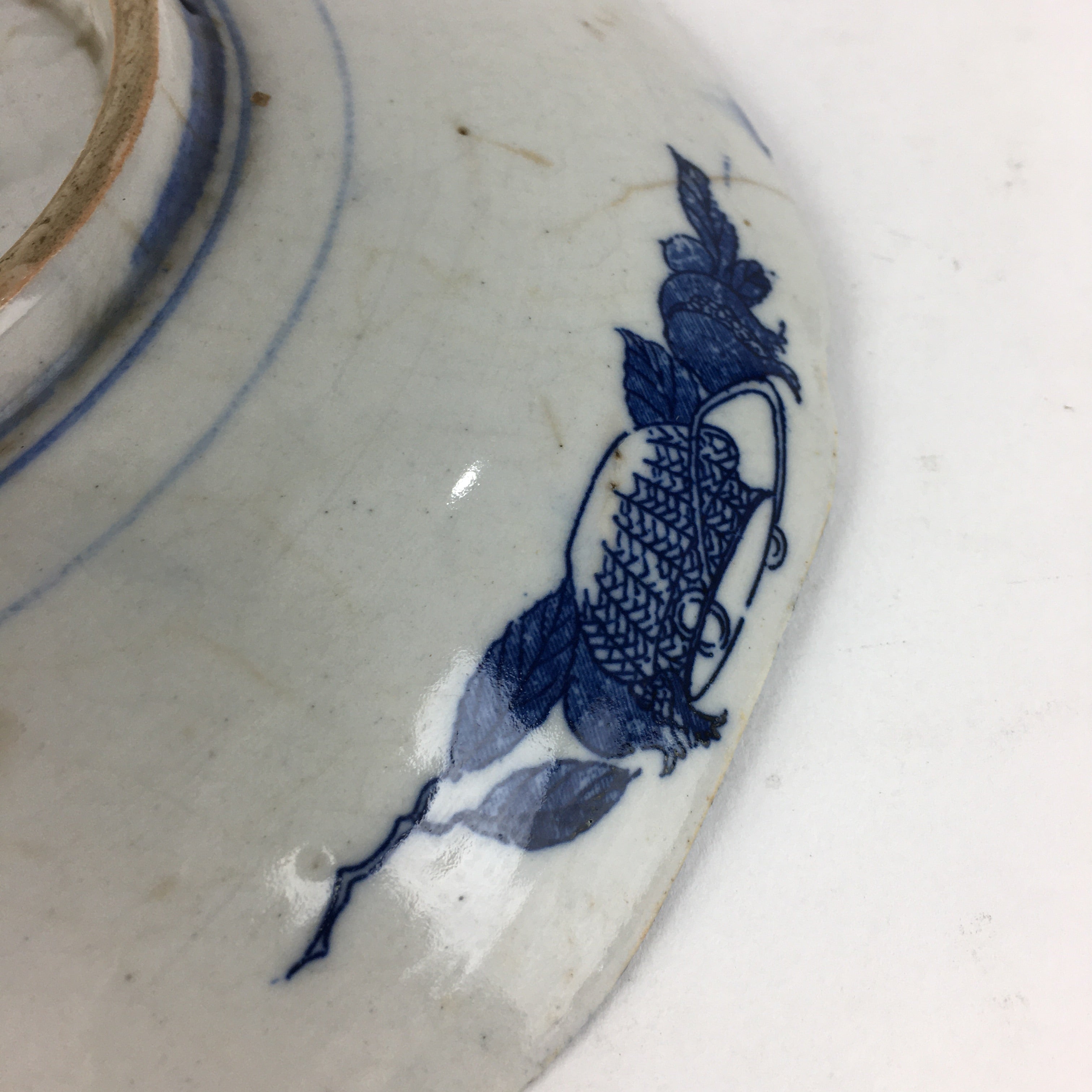 Antique Japanese Porcelain Plate Pottery Sometsuke Blue Sara White PP952