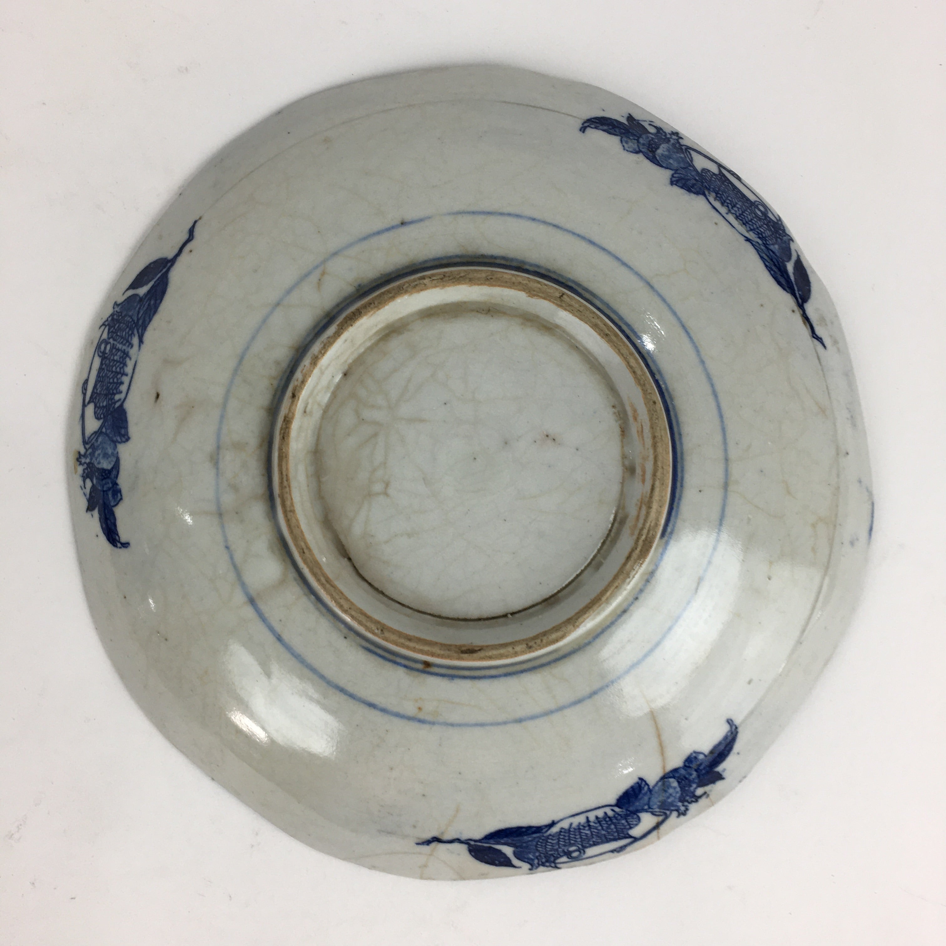 Antique Japanese Porcelain Plate Pottery Sometsuke Blue Sara White PP953