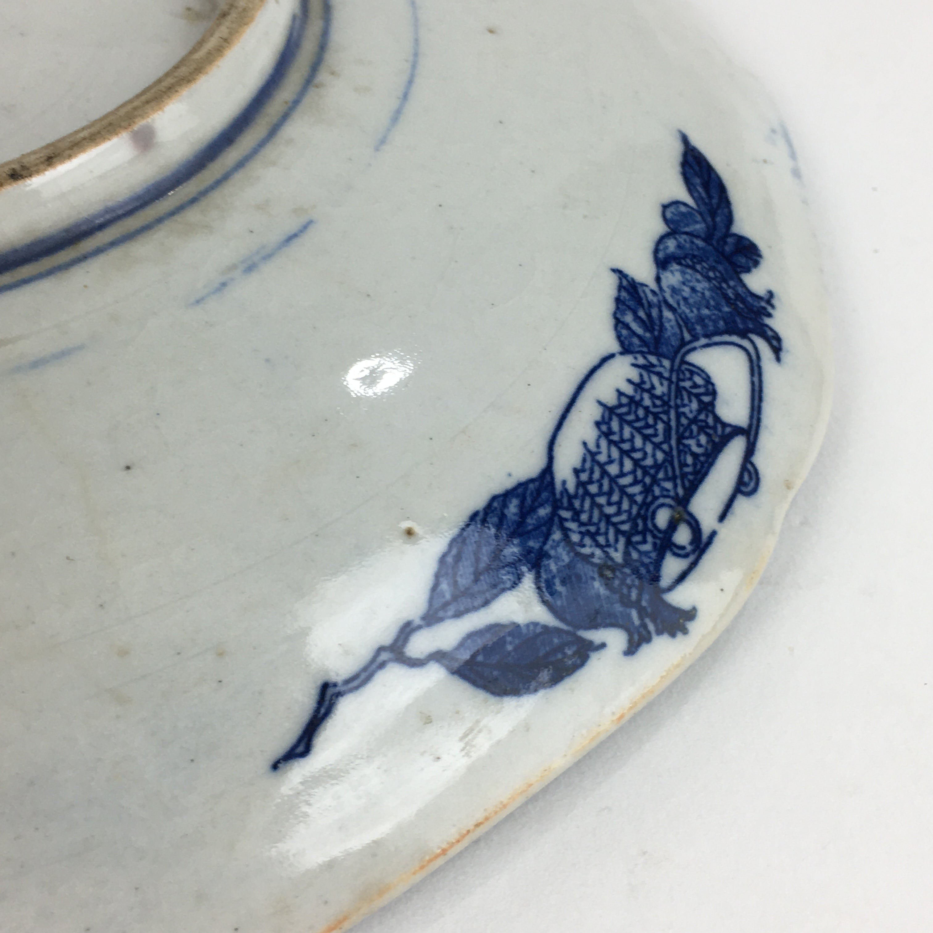 Antique Japanese Porcelain Plate Pottery Sometsuke Blue Sara White PP954