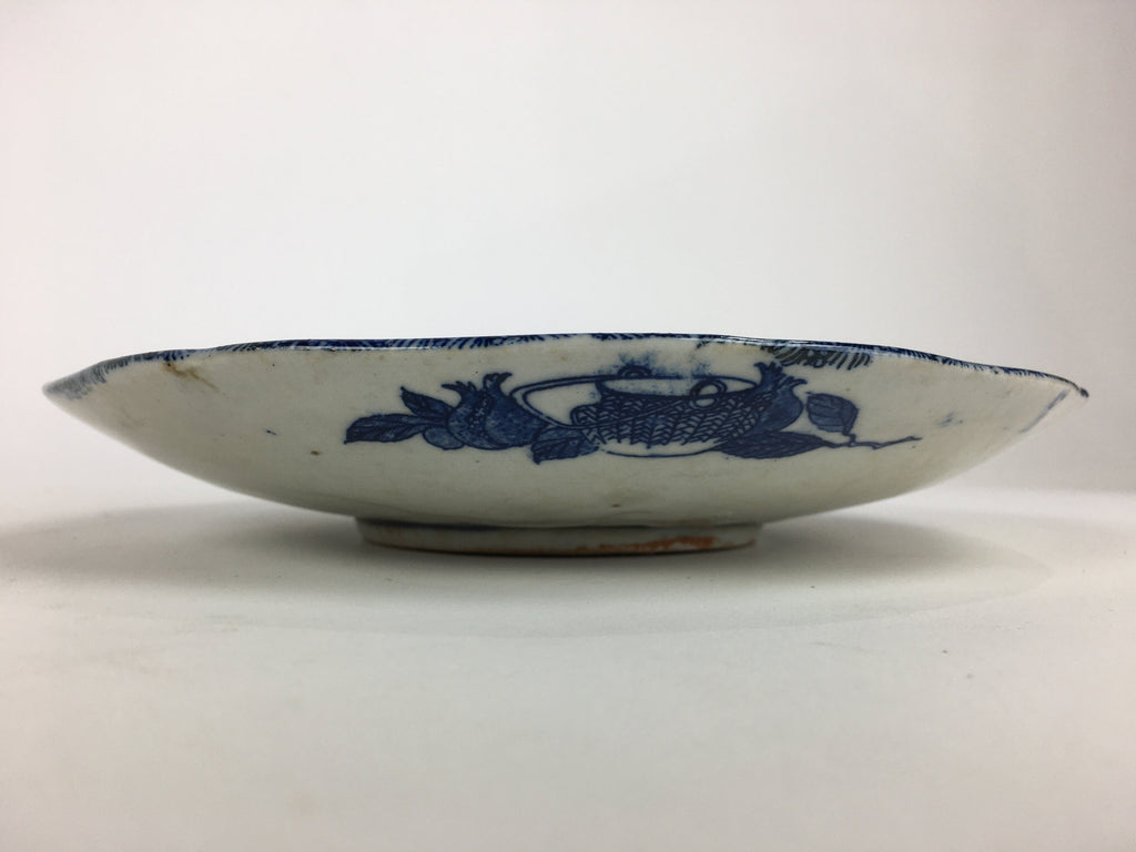 Antique Japanese Porcelain Plate Pottery Sometsuke Blue Sara White PP954