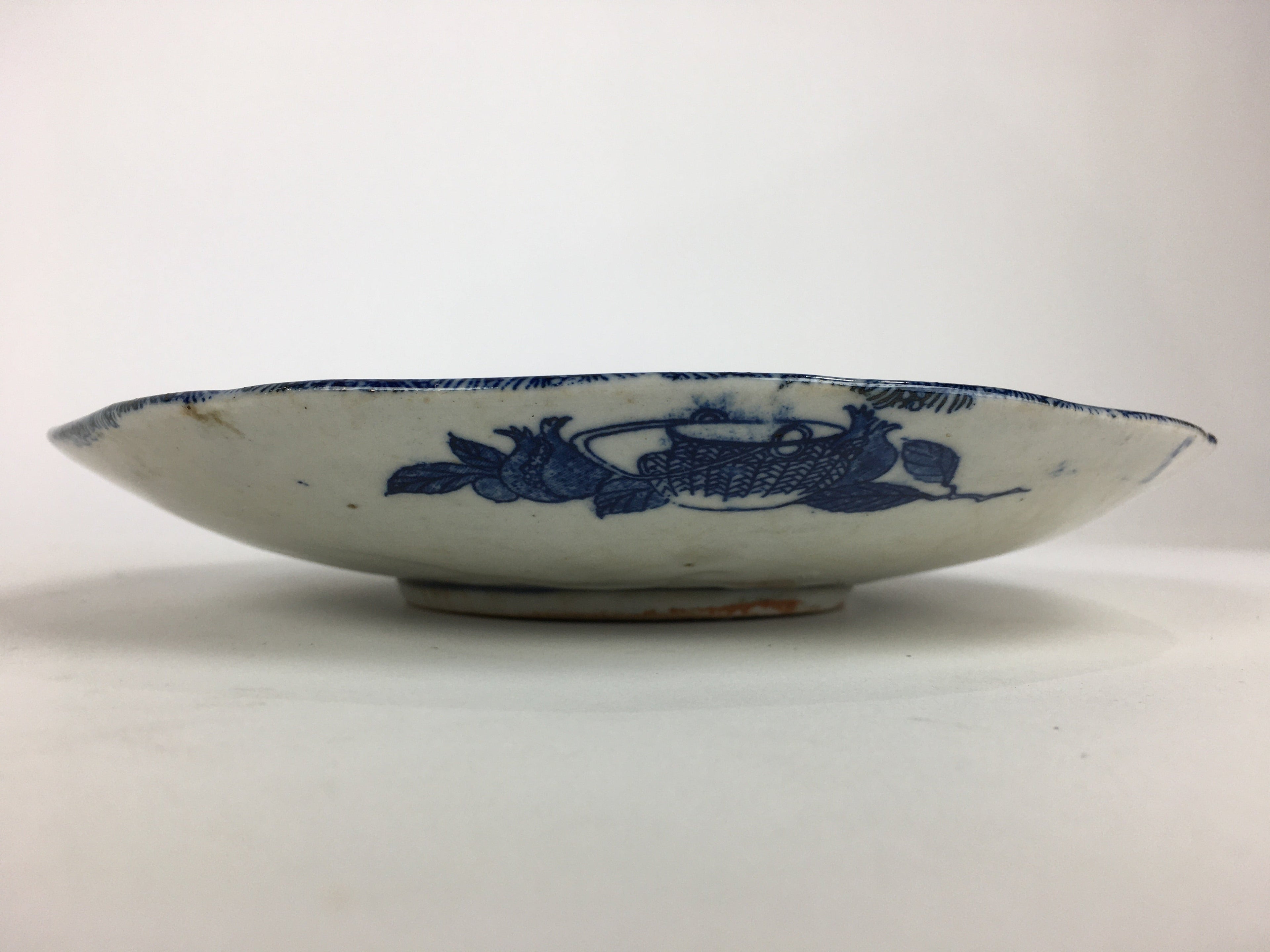Antique Japanese Porcelain Plate Pottery Sometsuke Blue Sara White PP954