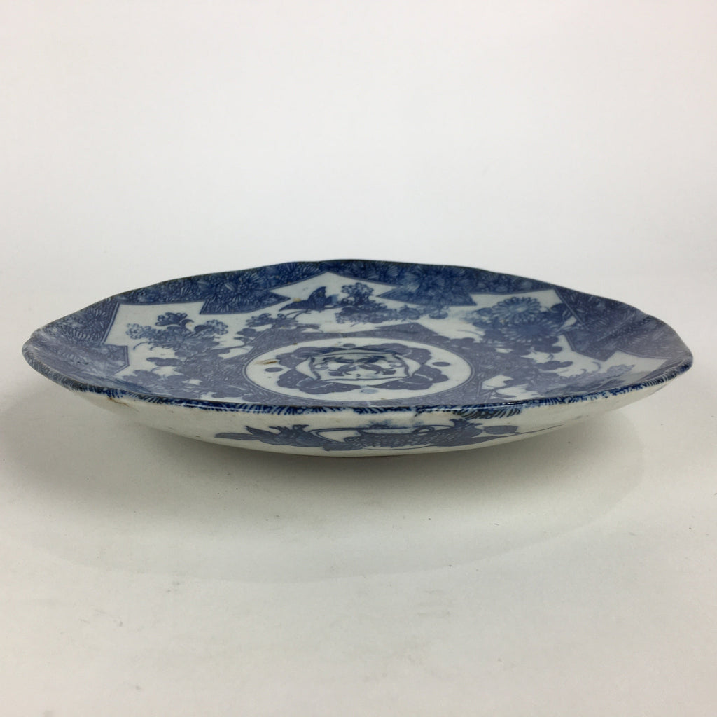 Antique Japanese Porcelain Plate Pottery Sometsuke Blue Sara White PP954