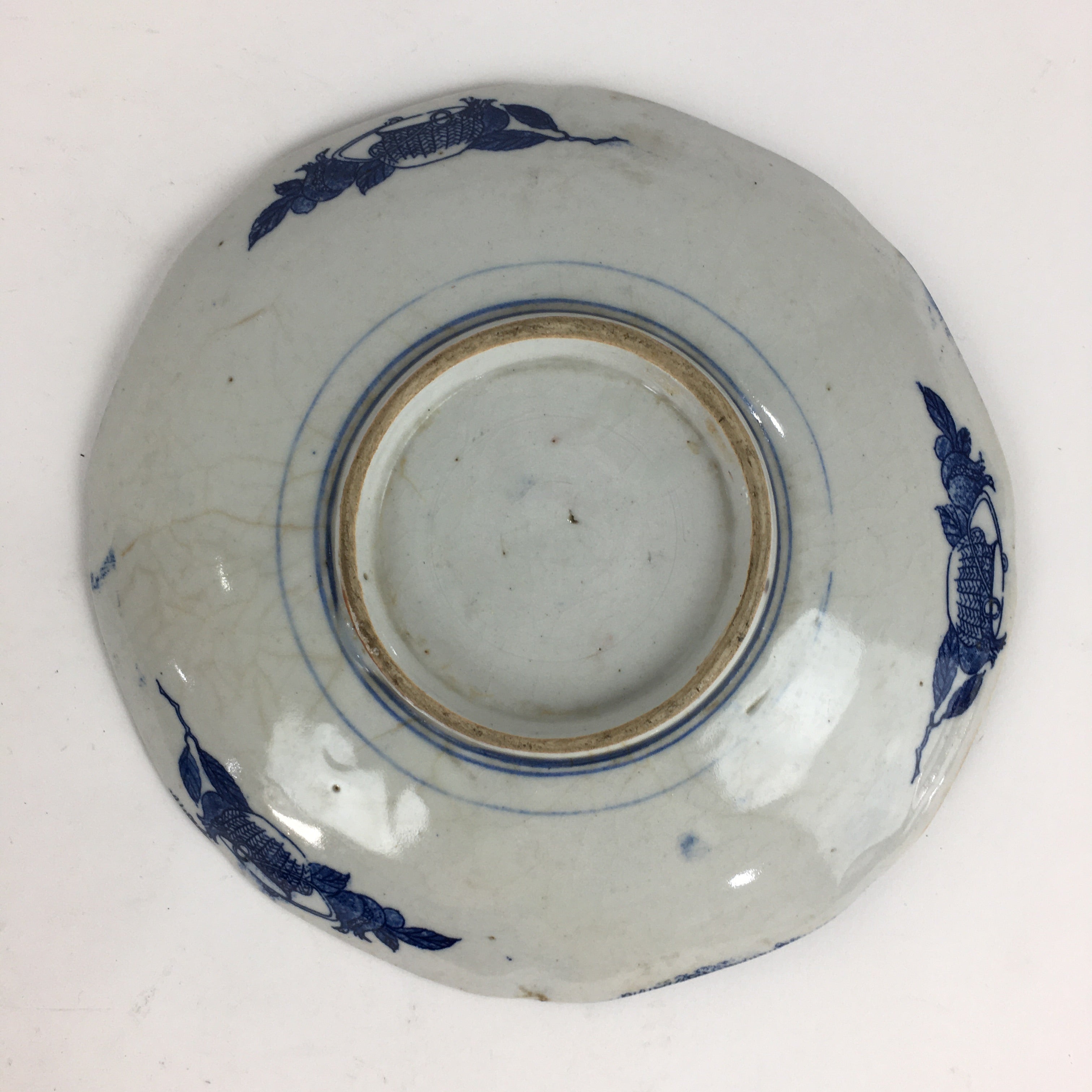 Antique Japanese Porcelain Plate Pottery Sometsuke Blue Sara White PP954
