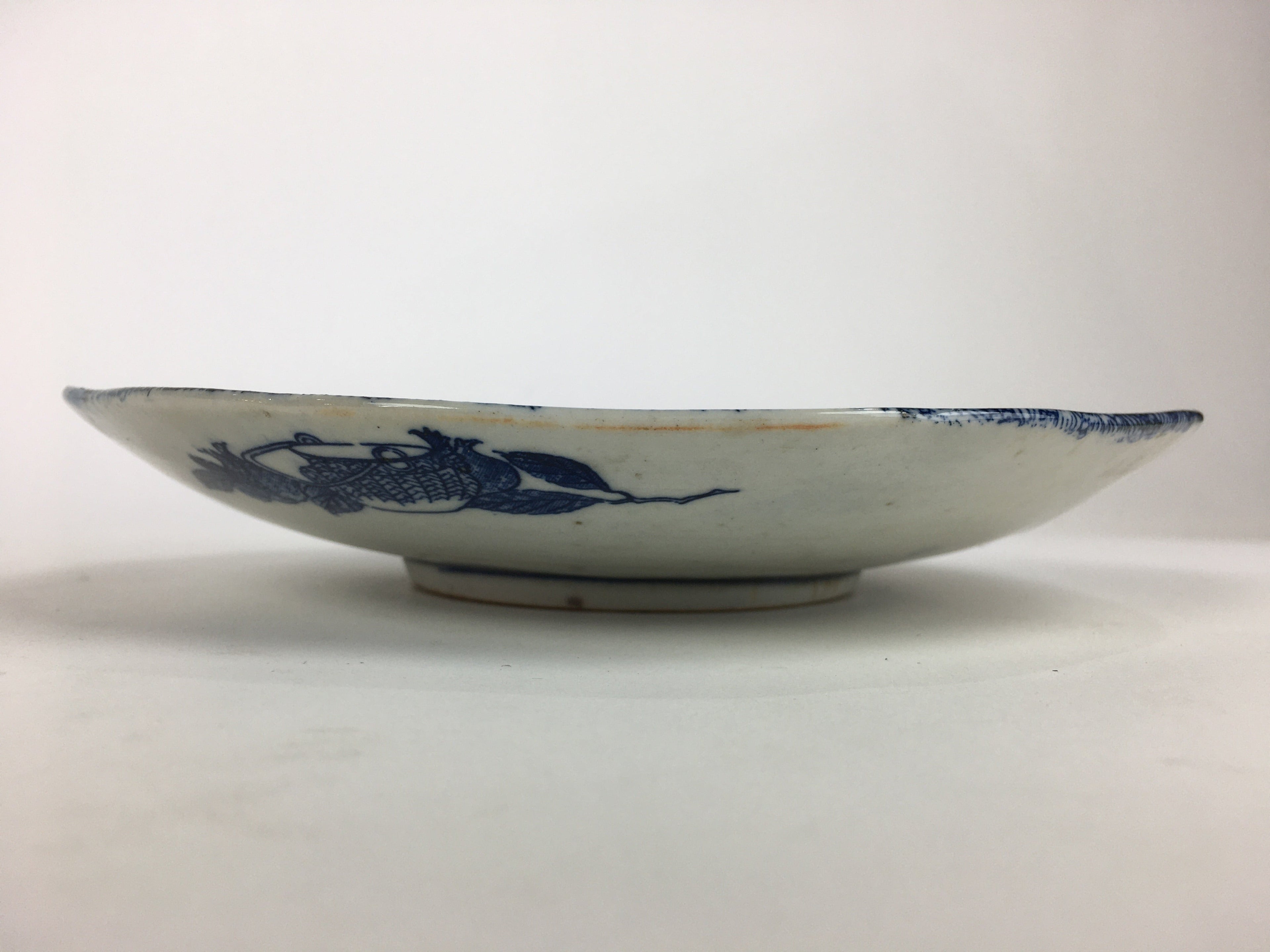 Antique Japanese Porcelain Plate Pottery Sometsuke Blue Sara White PP954