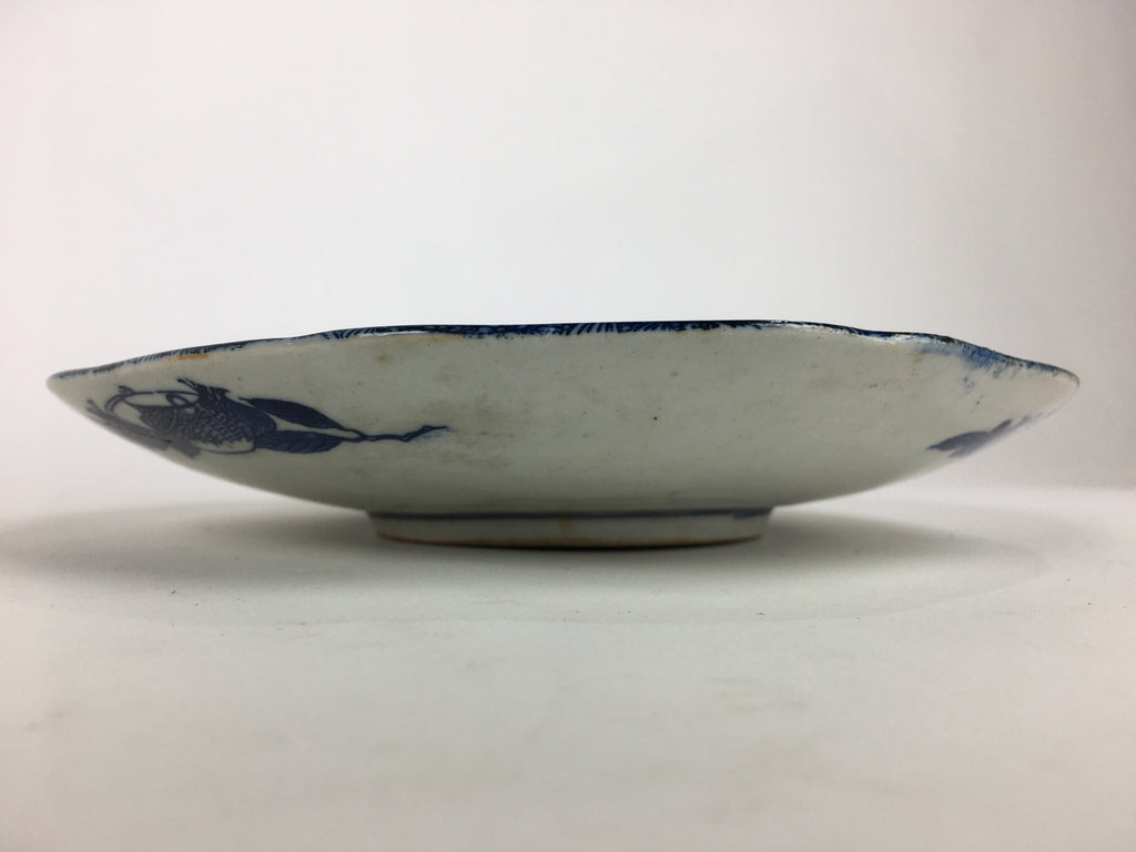 Antique Japanese Porcelain Plate Pottery Sometsuke Blue Sara White PP954