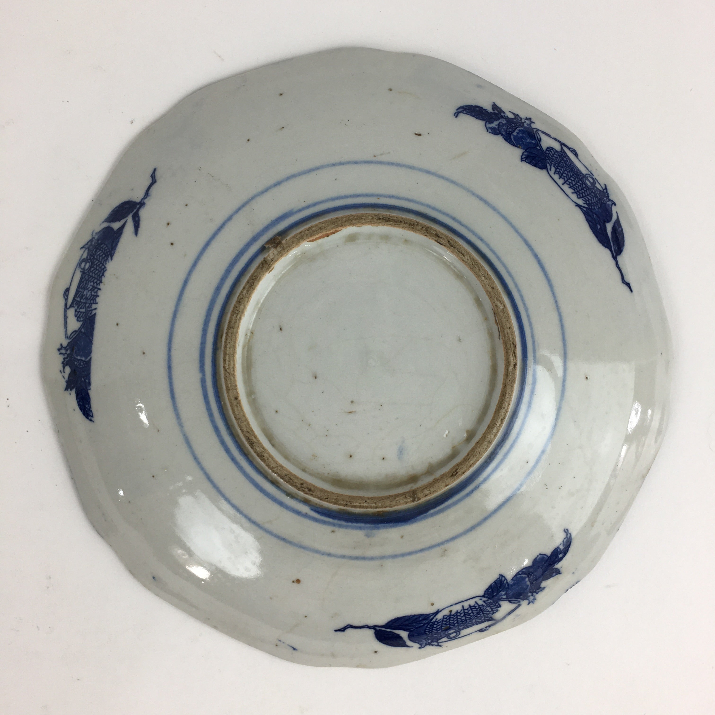 Antique Japanese Porcelain Plate Pottery Sometsuke Blue Sara White PP955