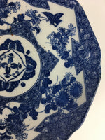 Antique Japanese Porcelain Plate Pottery Sometsuke Blue Sara White PP955