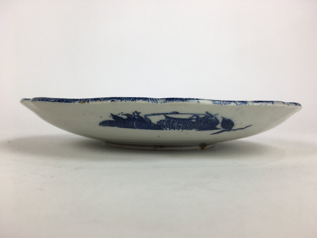 Antique Japanese Porcelain Plate Pottery Sometsuke Blue Sara White PP955