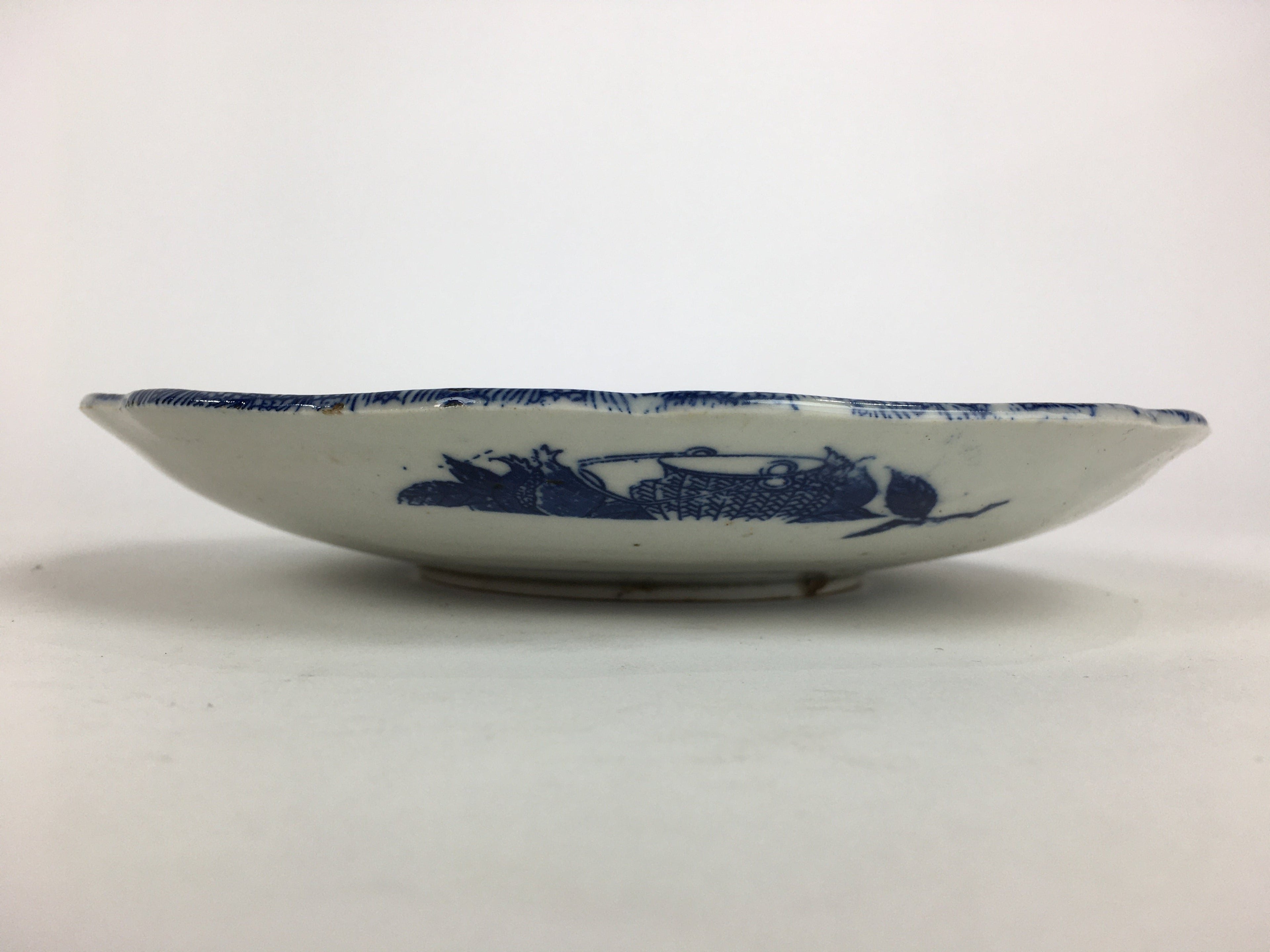 Antique Japanese Porcelain Plate Pottery Sometsuke Blue Sara White PP955