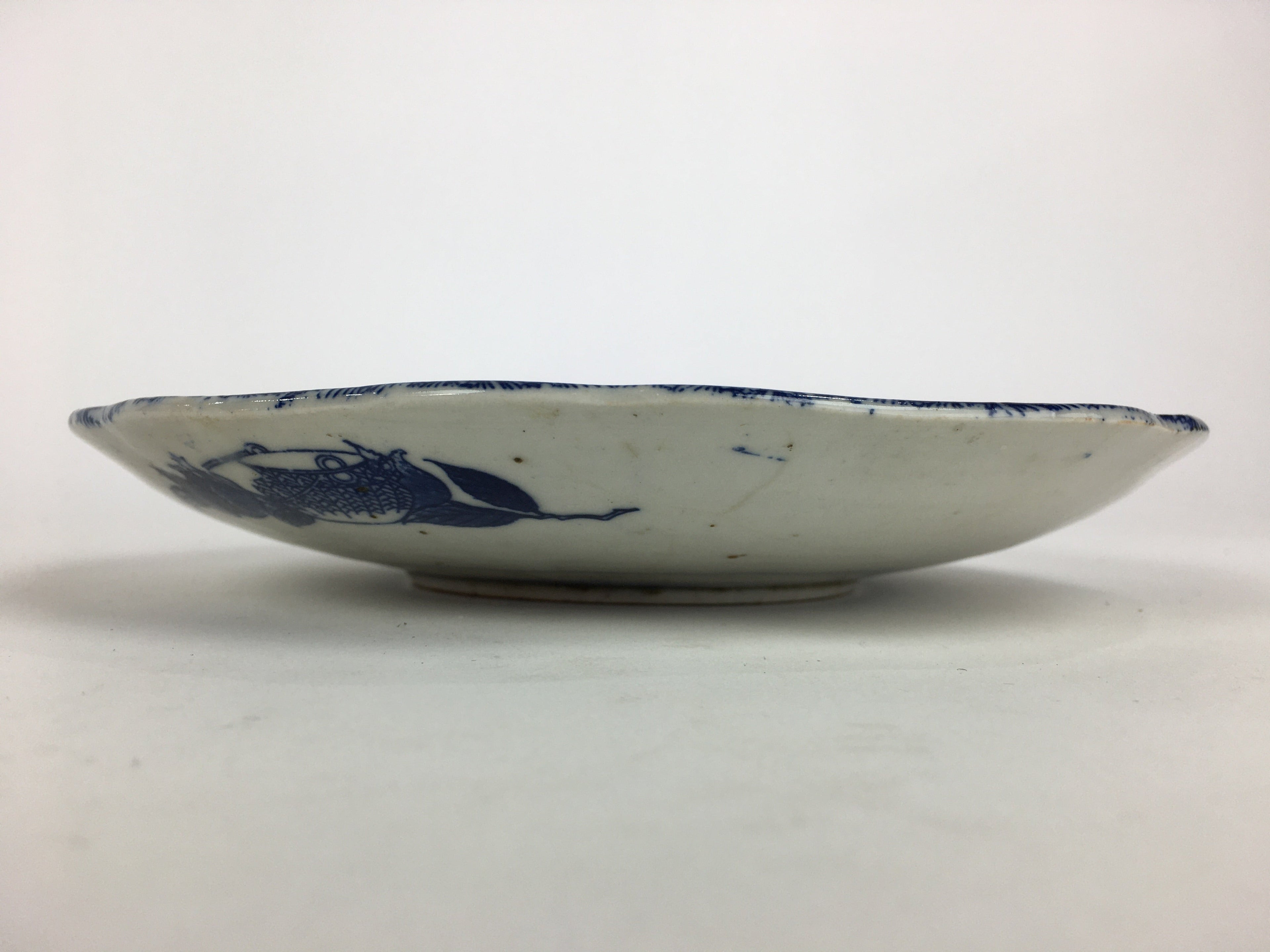 Antique Japanese Porcelain Plate Pottery Sometsuke Blue Sara White PP955