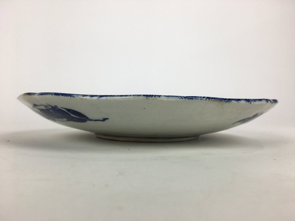 Antique Japanese Porcelain Plate Pottery Sometsuke Blue Sara White PP955