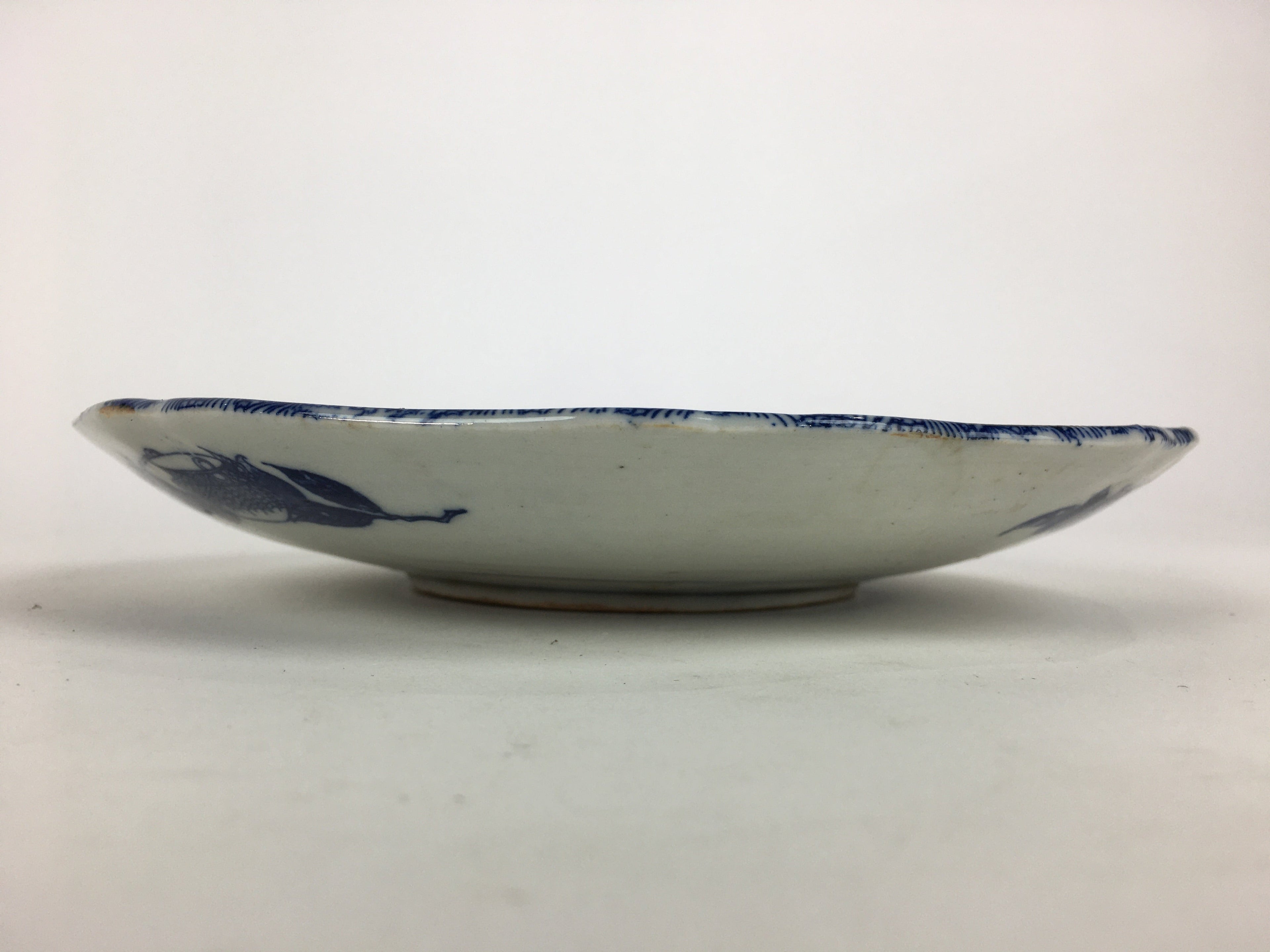 Antique Japanese Porcelain Plate Pottery Sometsuke Blue Sara White PP955
