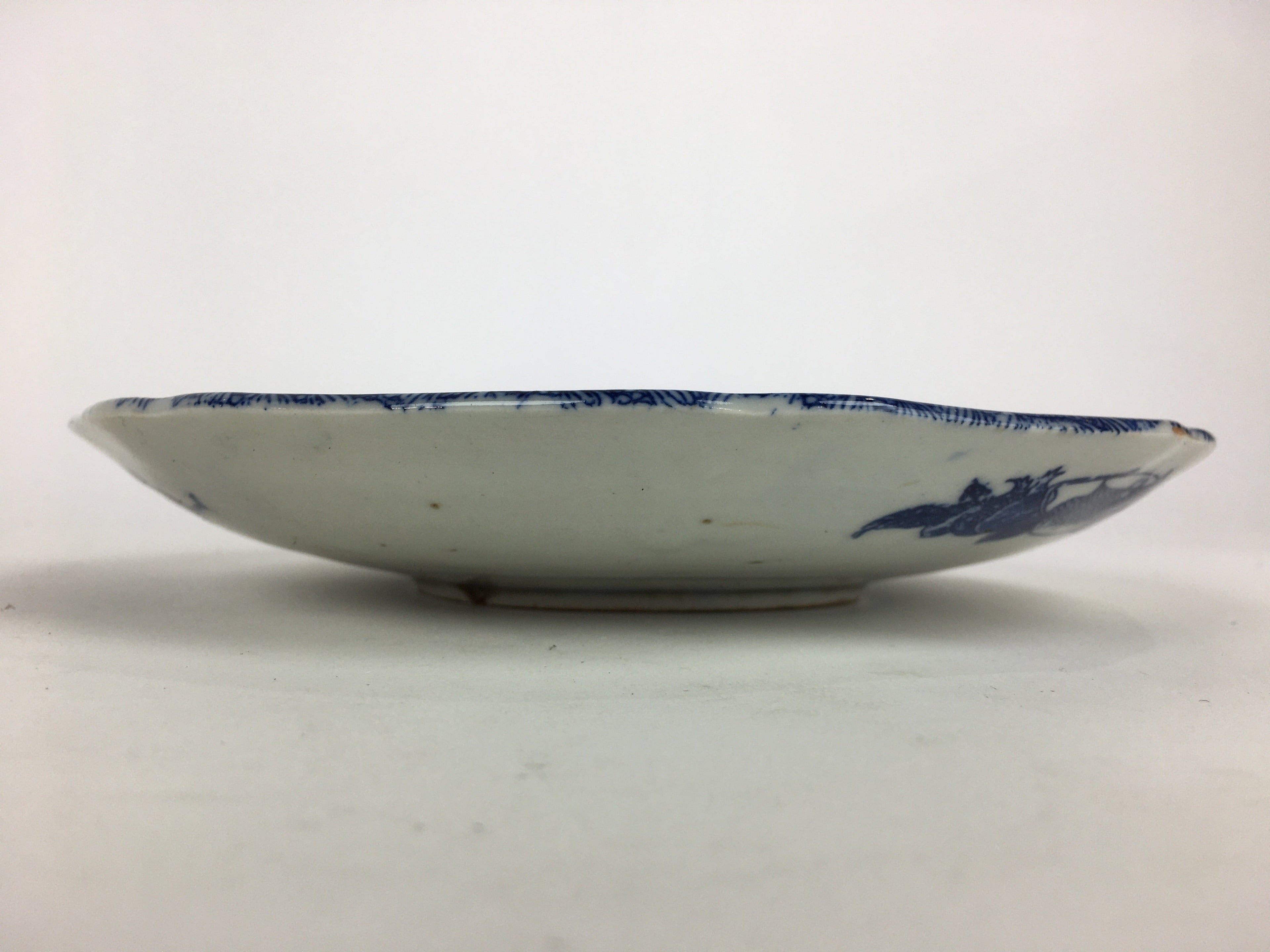 Antique Japanese Porcelain Plate Pottery Sometsuke Blue Sara White PP955
