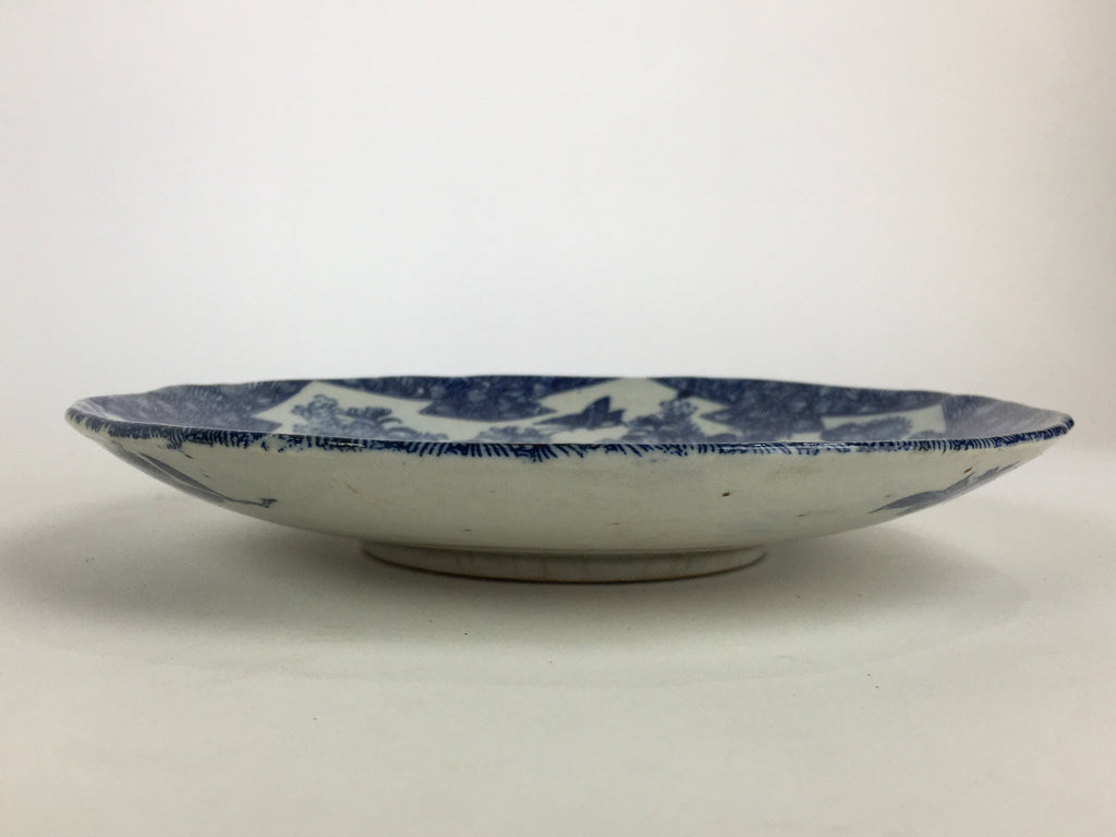 Antique Japanese Porcelain Plate Pottery Sometsuke Blue Sara White PP956