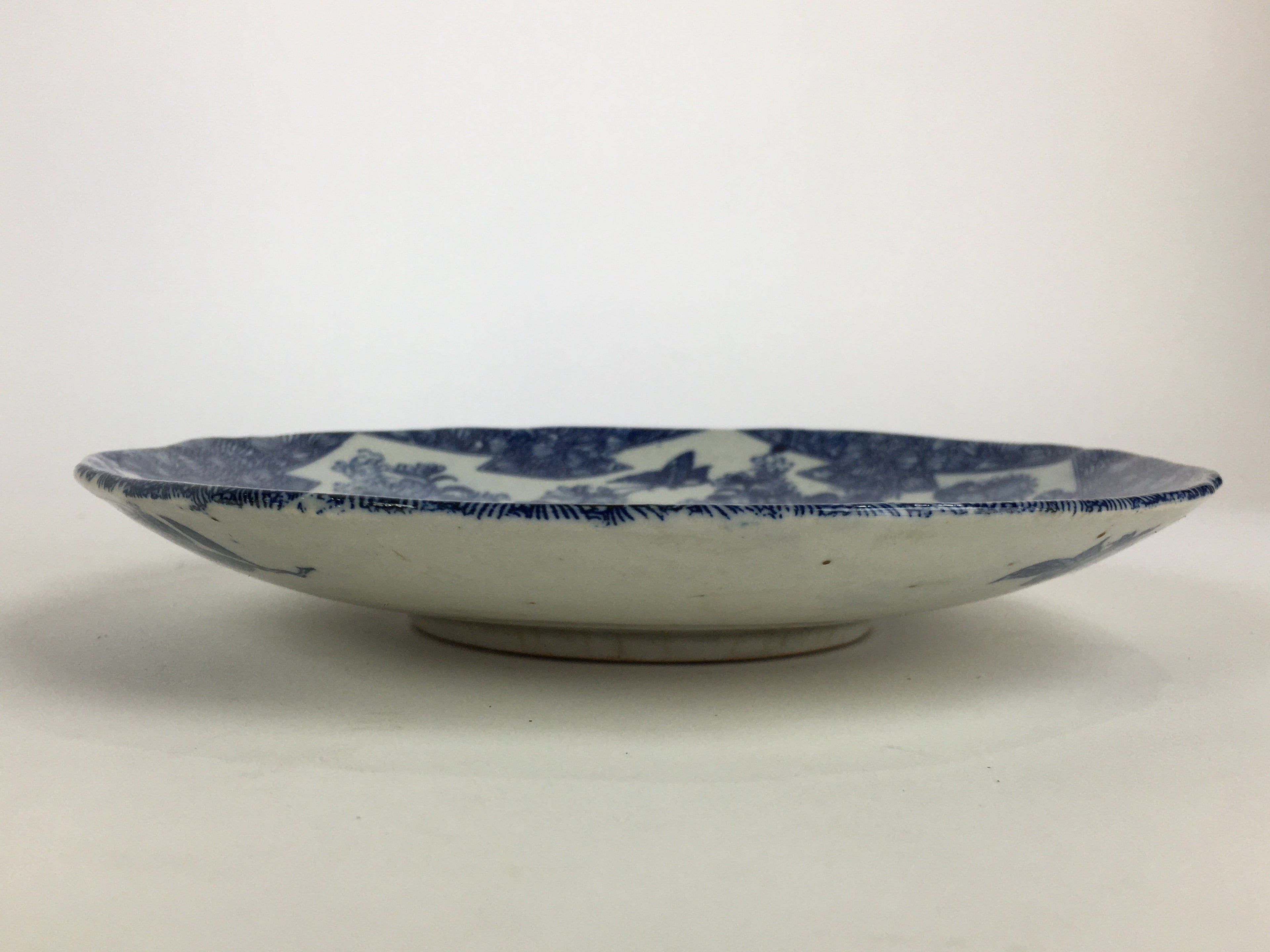 Antique Japanese Porcelain Plate Pottery Sometsuke Blue Sara White PP956