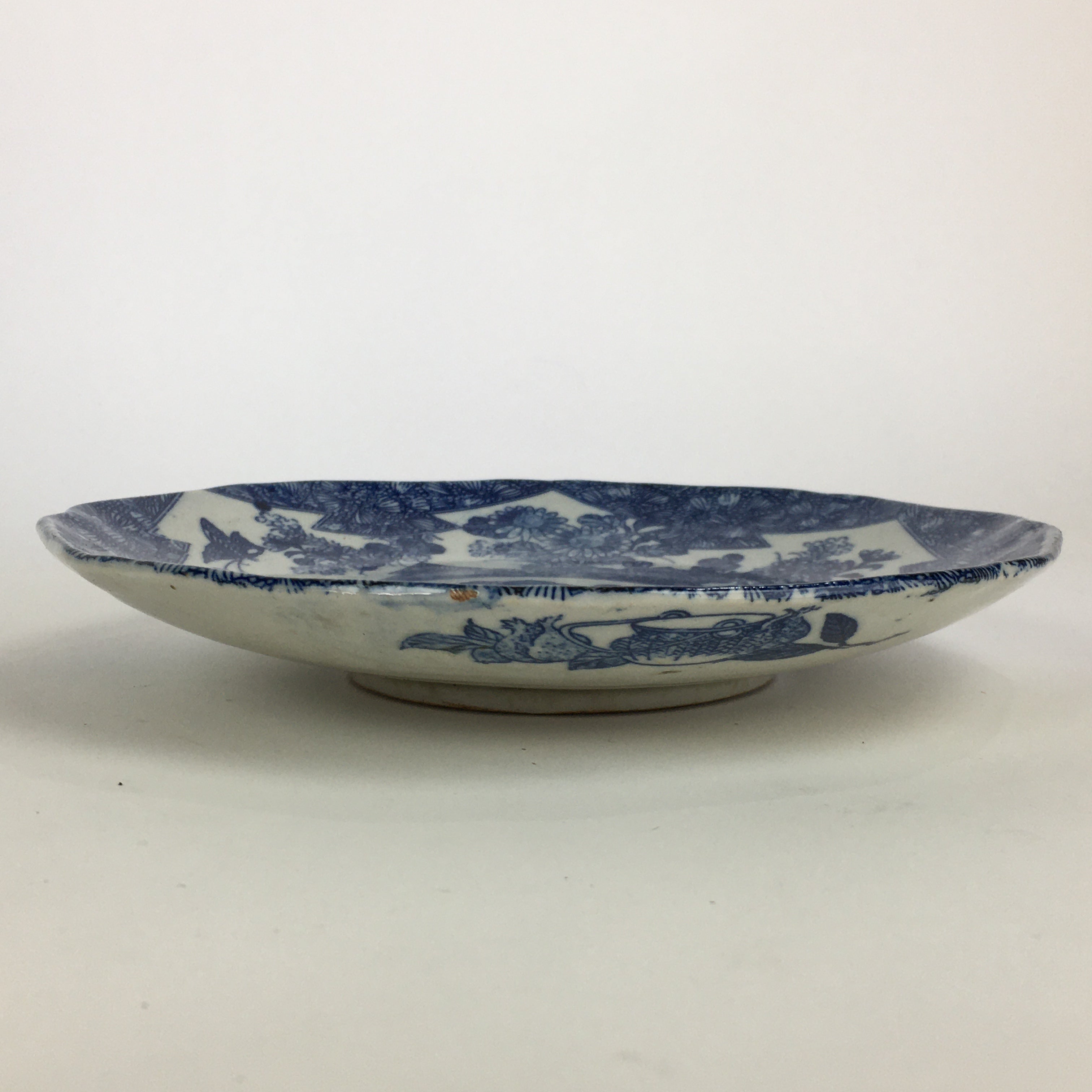 Antique Japanese Porcelain Plate Pottery Sometsuke Blue Sara White PP956