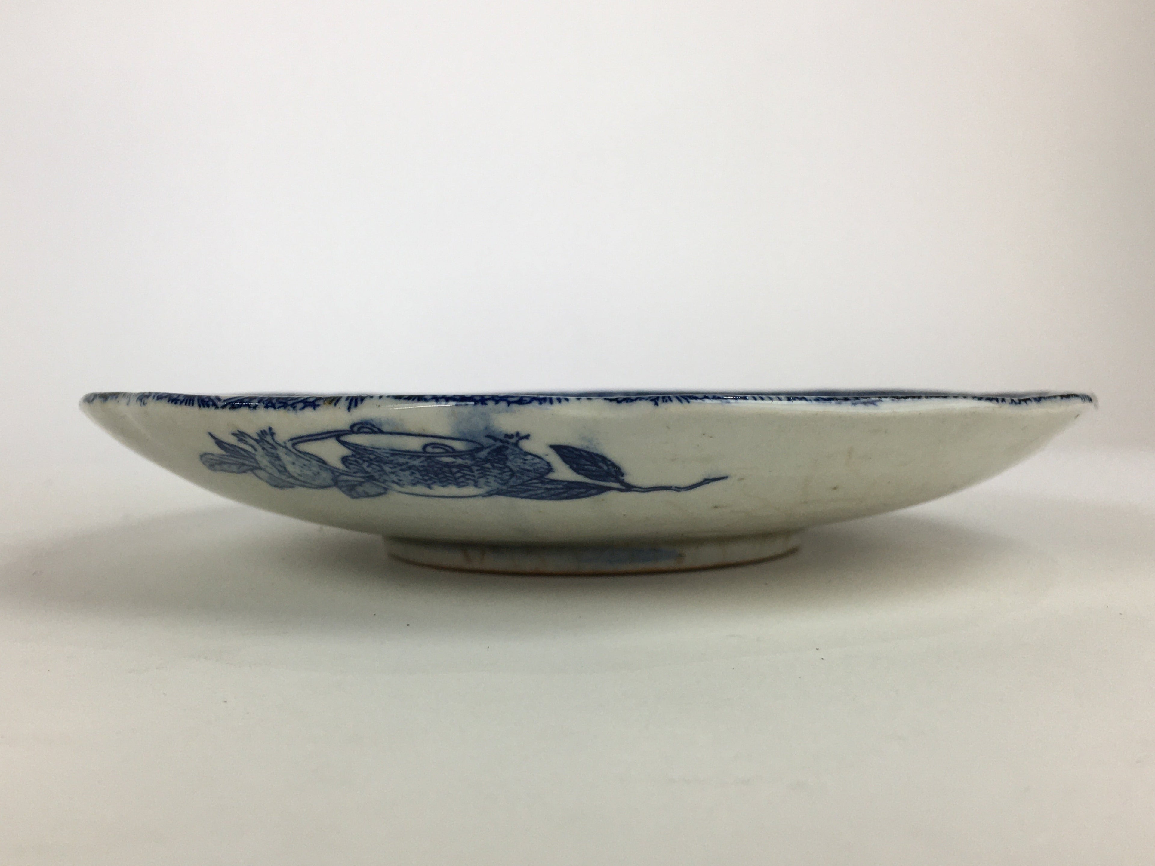 Antique Japanese Porcelain Plate Pottery Sometsuke Blue Sara White PP956