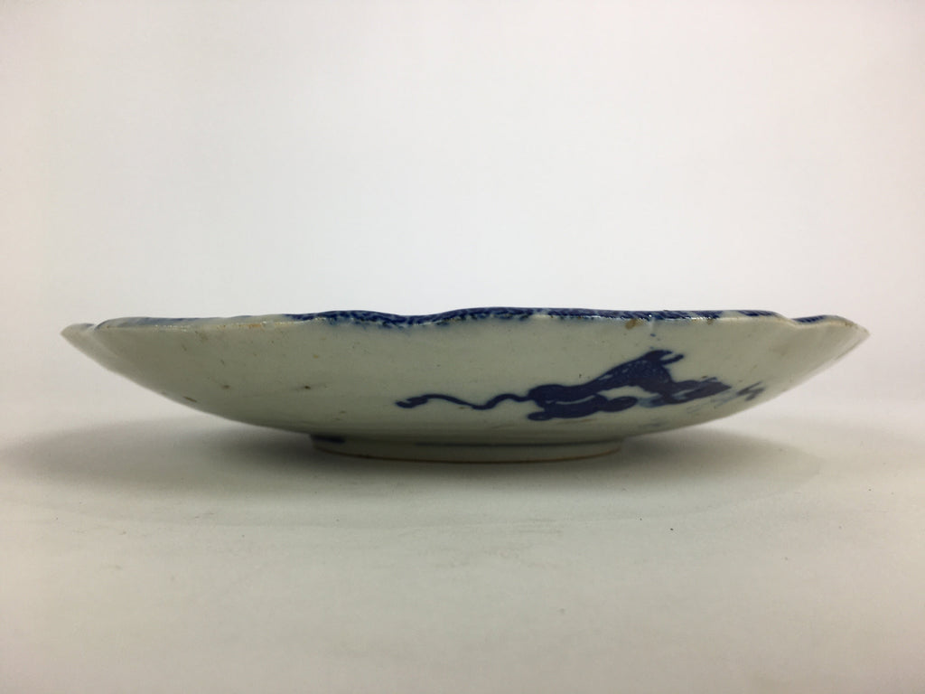 Antique Japanese Porcelain Plate Pottery Sometsuke Blue Sara White PP957