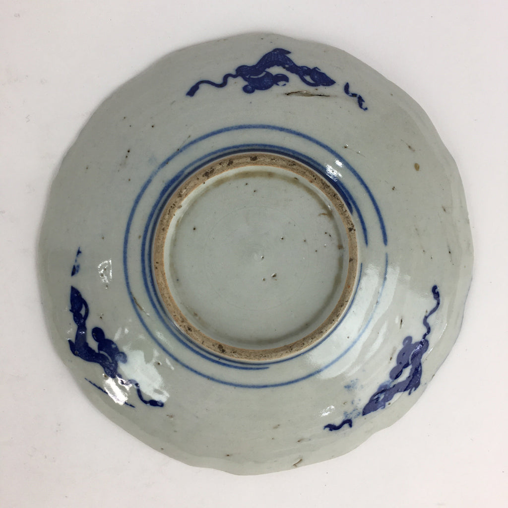 Antique Japanese Porcelain Plate Pottery Sometsuke Blue Sara White PP957