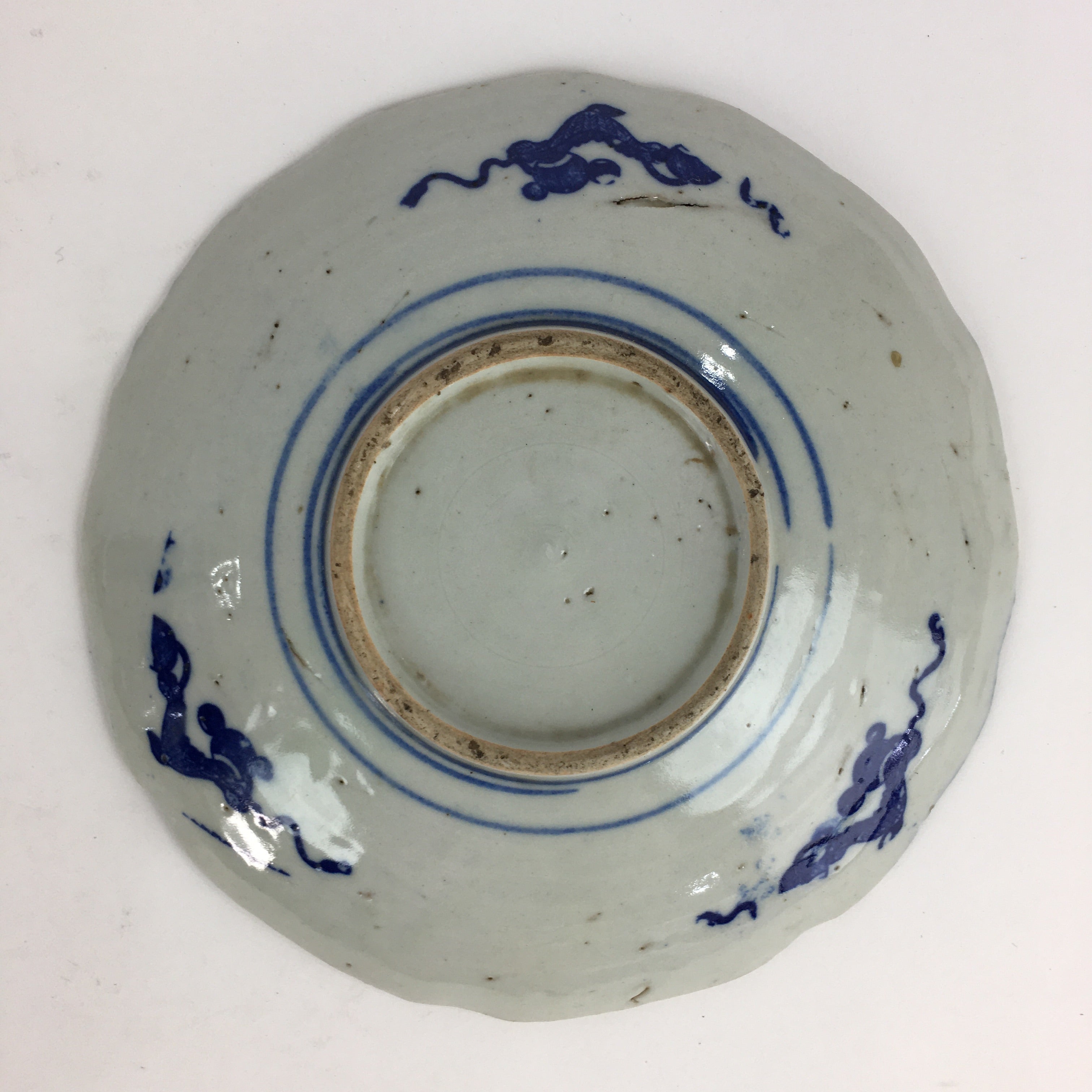 Antique Japanese Porcelain Plate Pottery Sometsuke Blue Sara White PP957