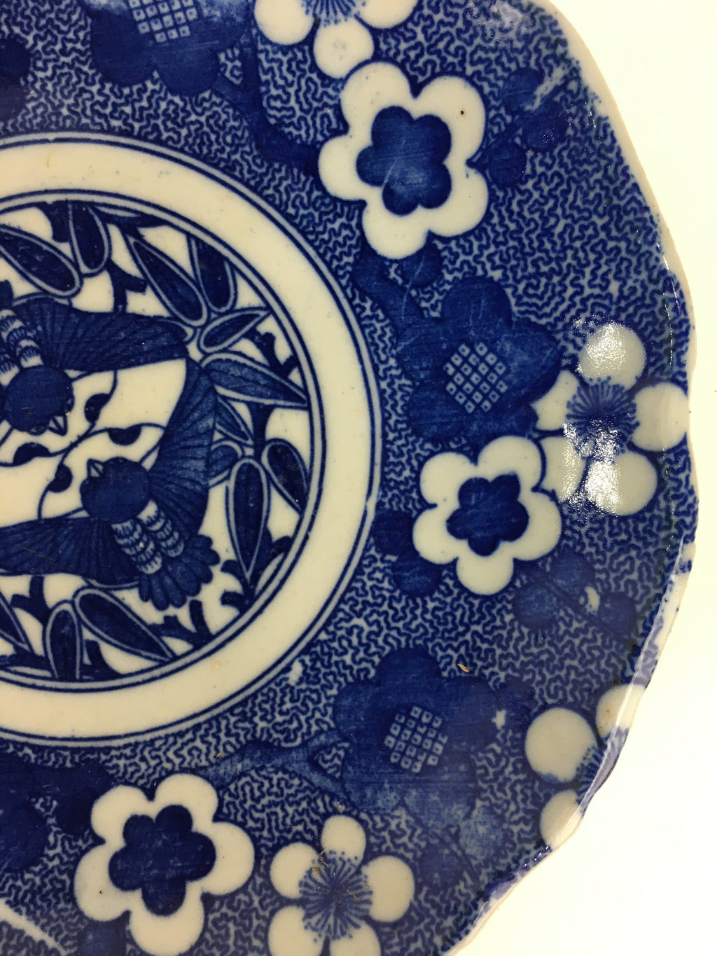 Antique Japanese Porcelain Plate Pottery Sometsuke Blue Sara White PP957