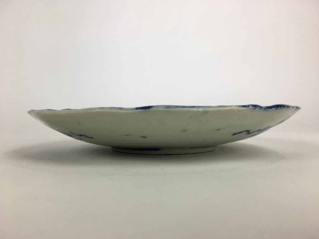 Antique Japanese Porcelain Plate Pottery Sometsuke Blue Sara White PP957