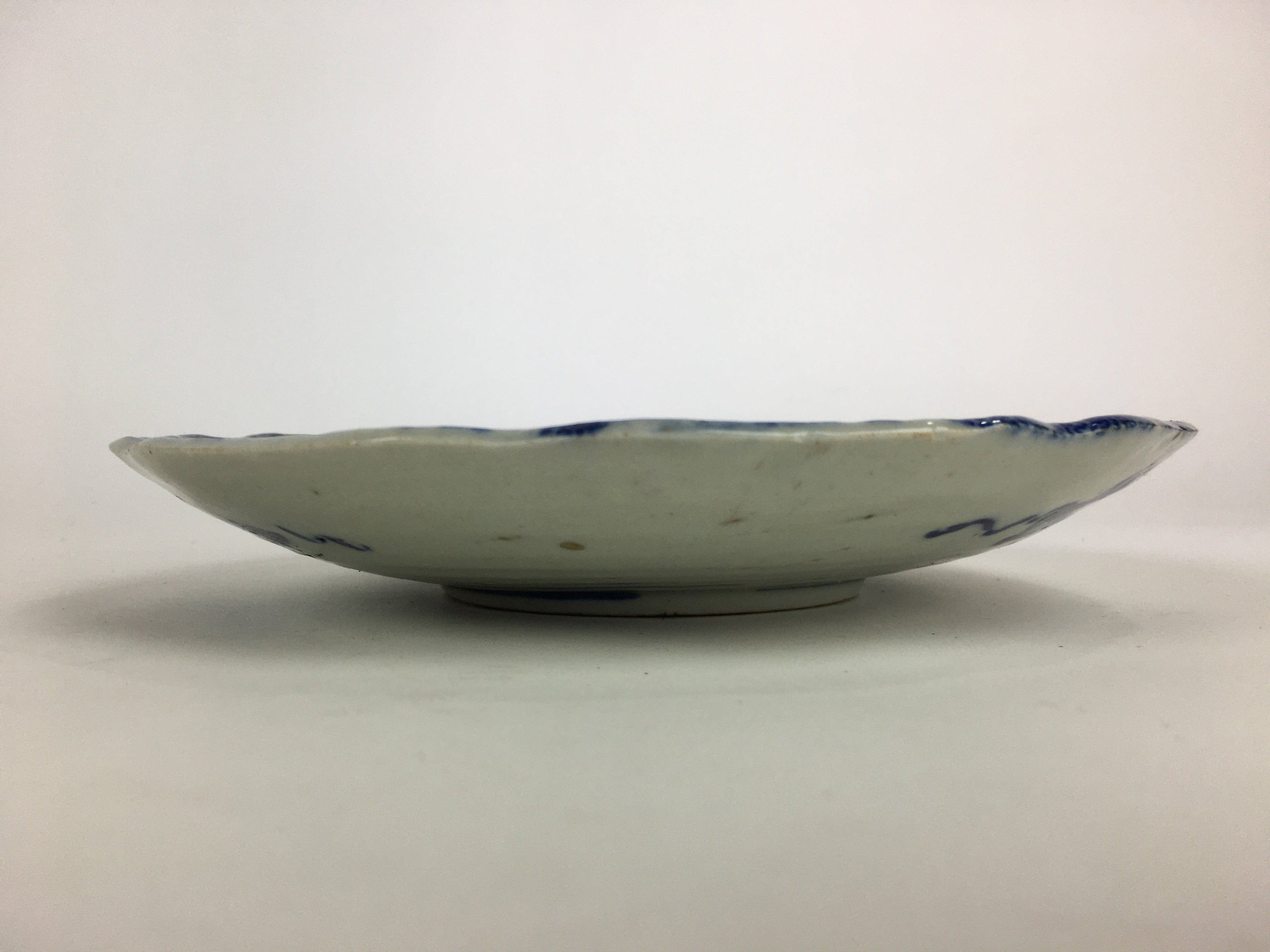 Antique Japanese Porcelain Plate Pottery Sometsuke Blue Sara White PP957