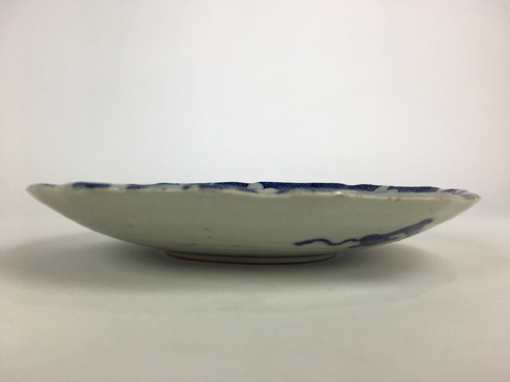 Antique Japanese Porcelain Plate Pottery Sometsuke Blue Sara White PP957