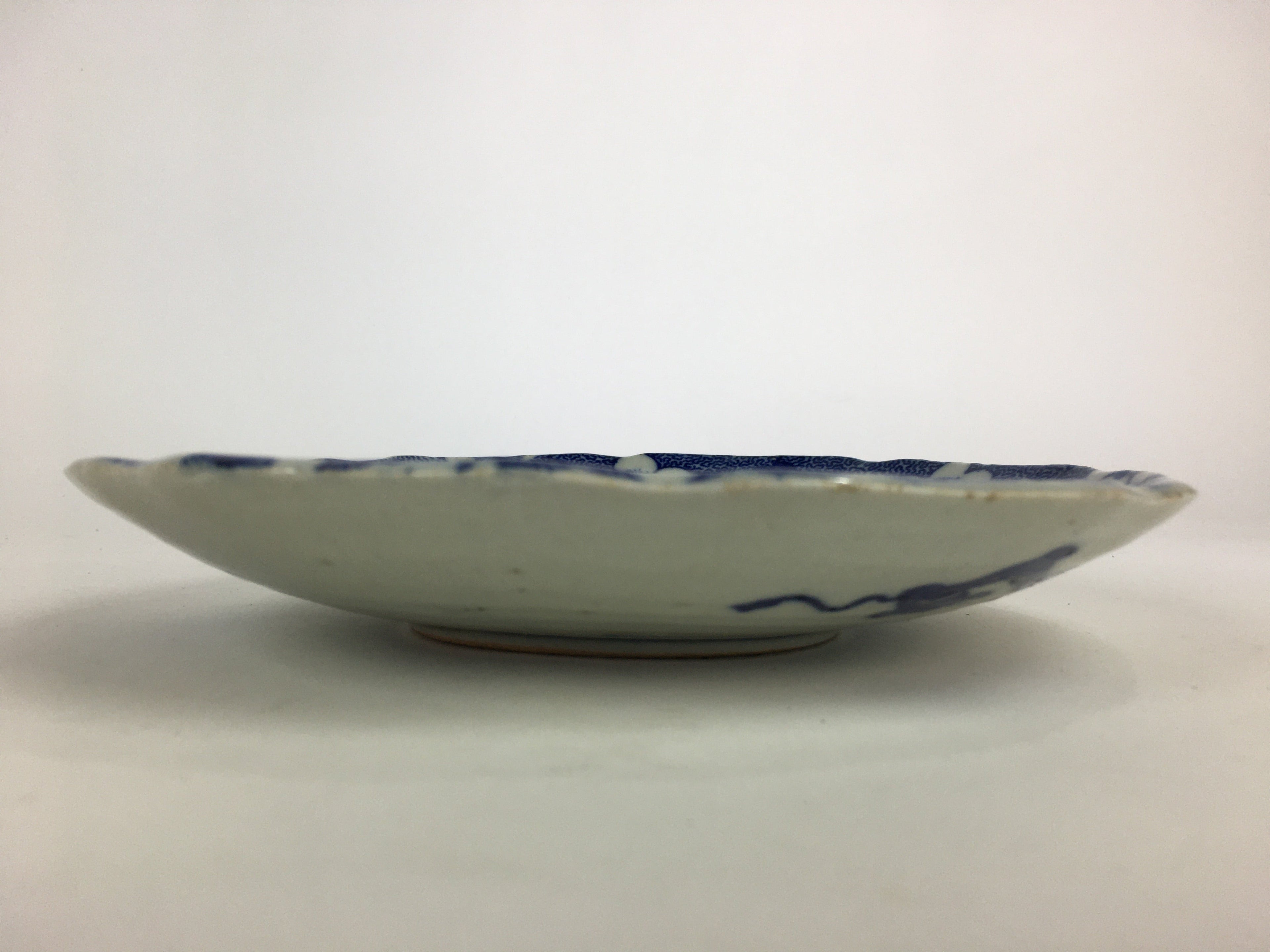 Antique Japanese Porcelain Plate Pottery Sometsuke Blue Sara White PP957