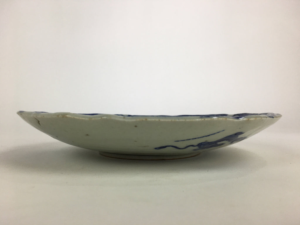 Antique Japanese Porcelain Plate Pottery Sometsuke Blue Sara White PP957
